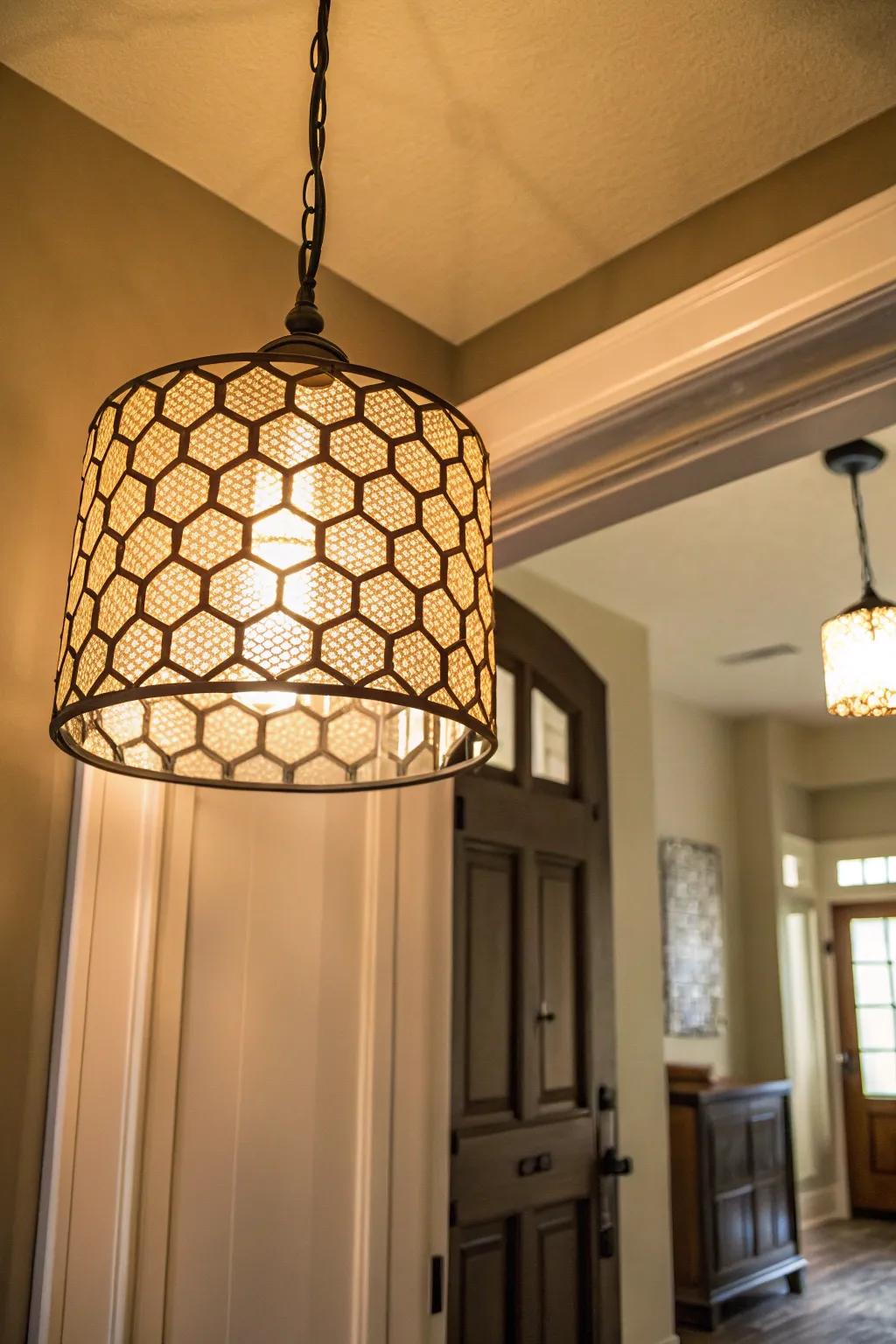Brighten with style using honeycomb lighting.