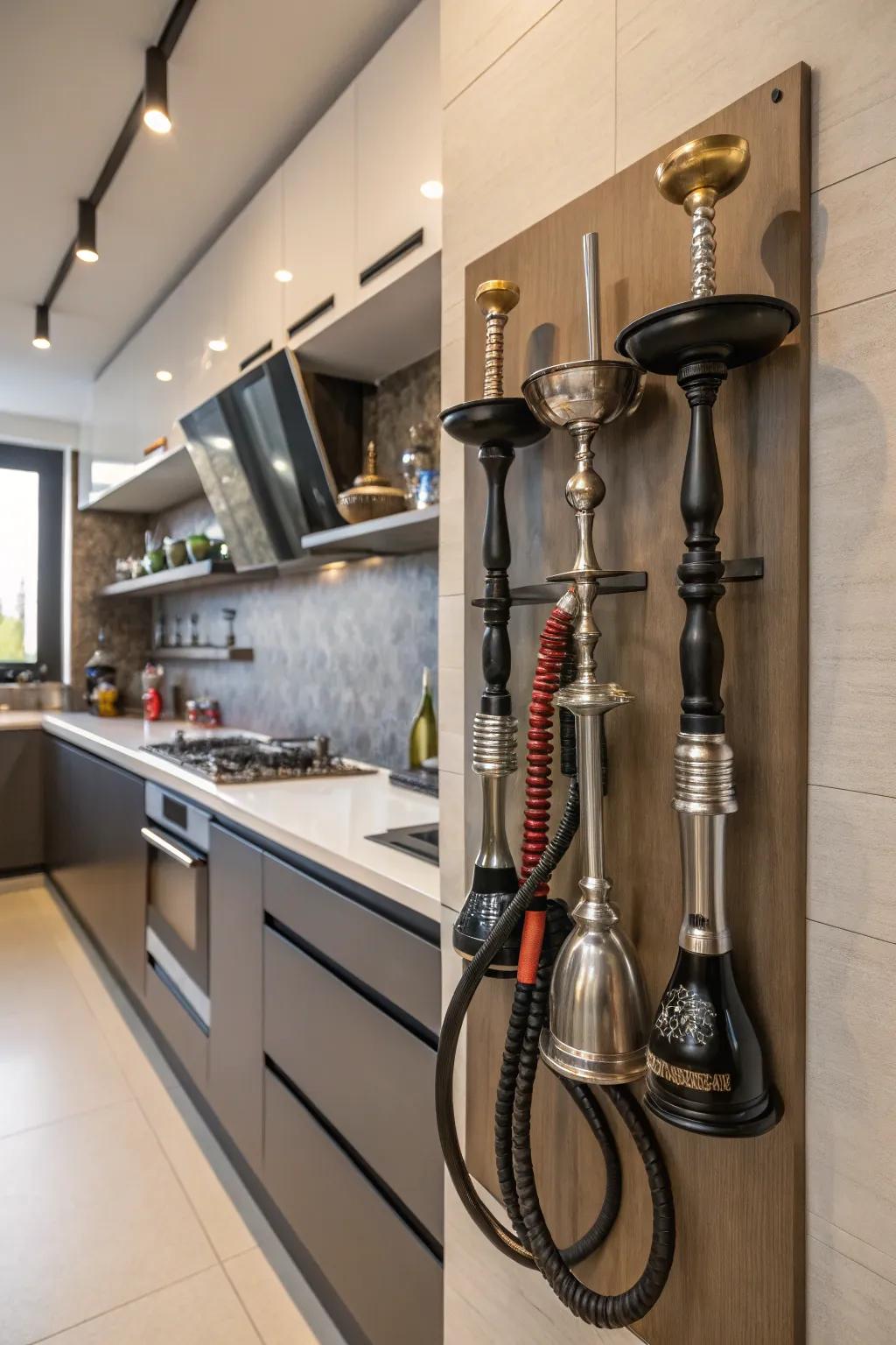 Magnetic strips are a practical way to keep your metal smoking tools in order.