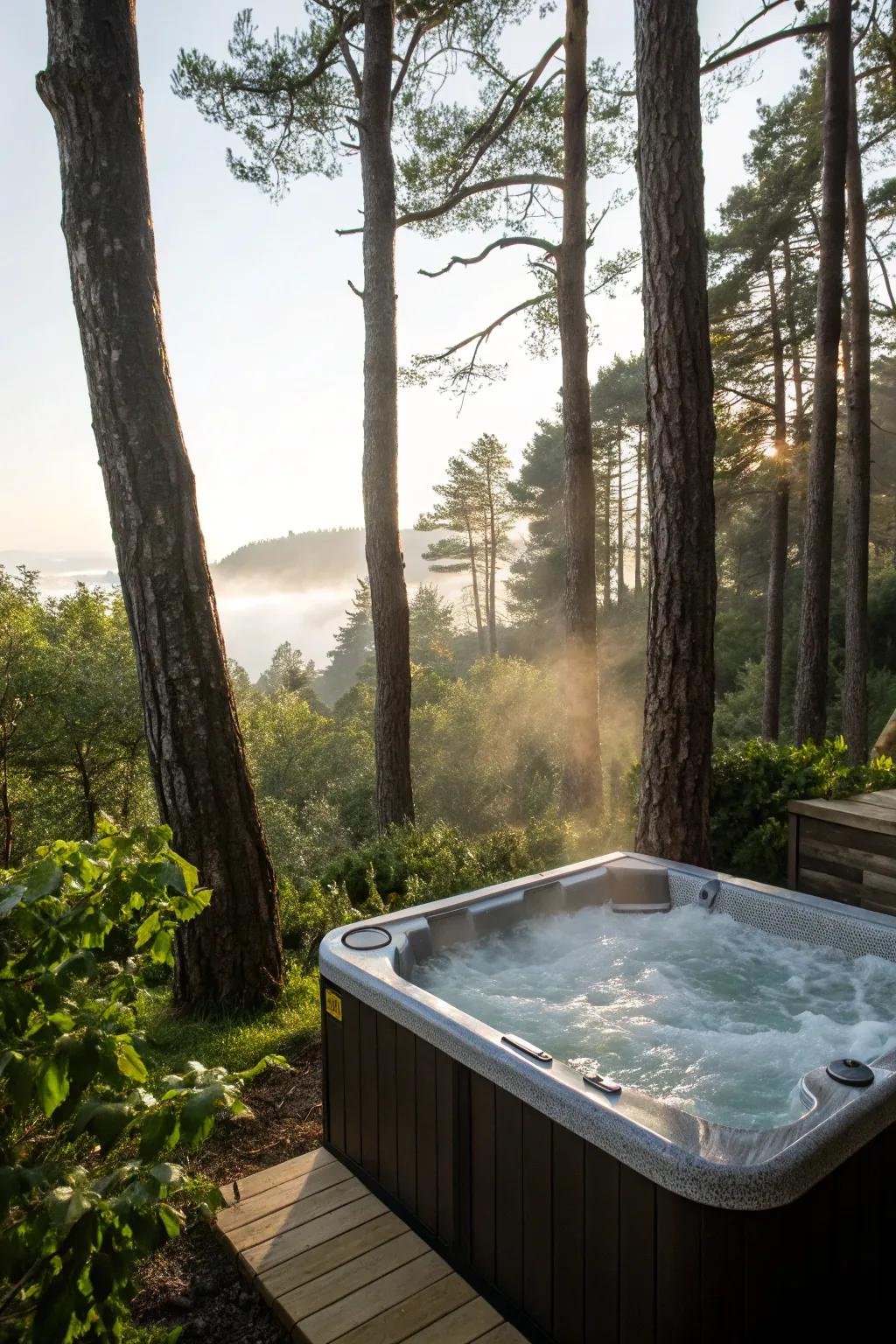 Strategically positioned arboreal furnish organic and efficacious seclusion.