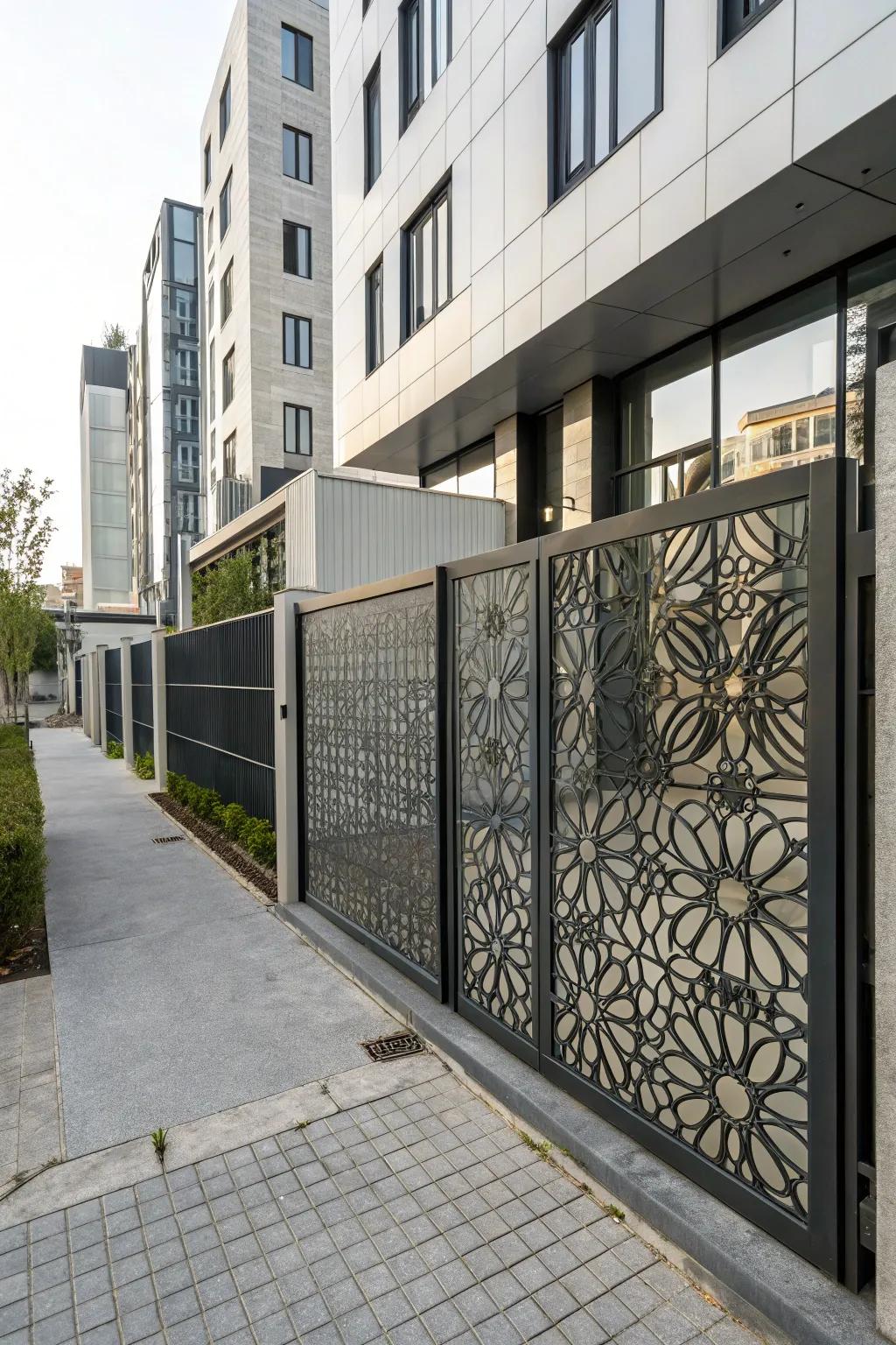 Steel gates blend artistry and security.