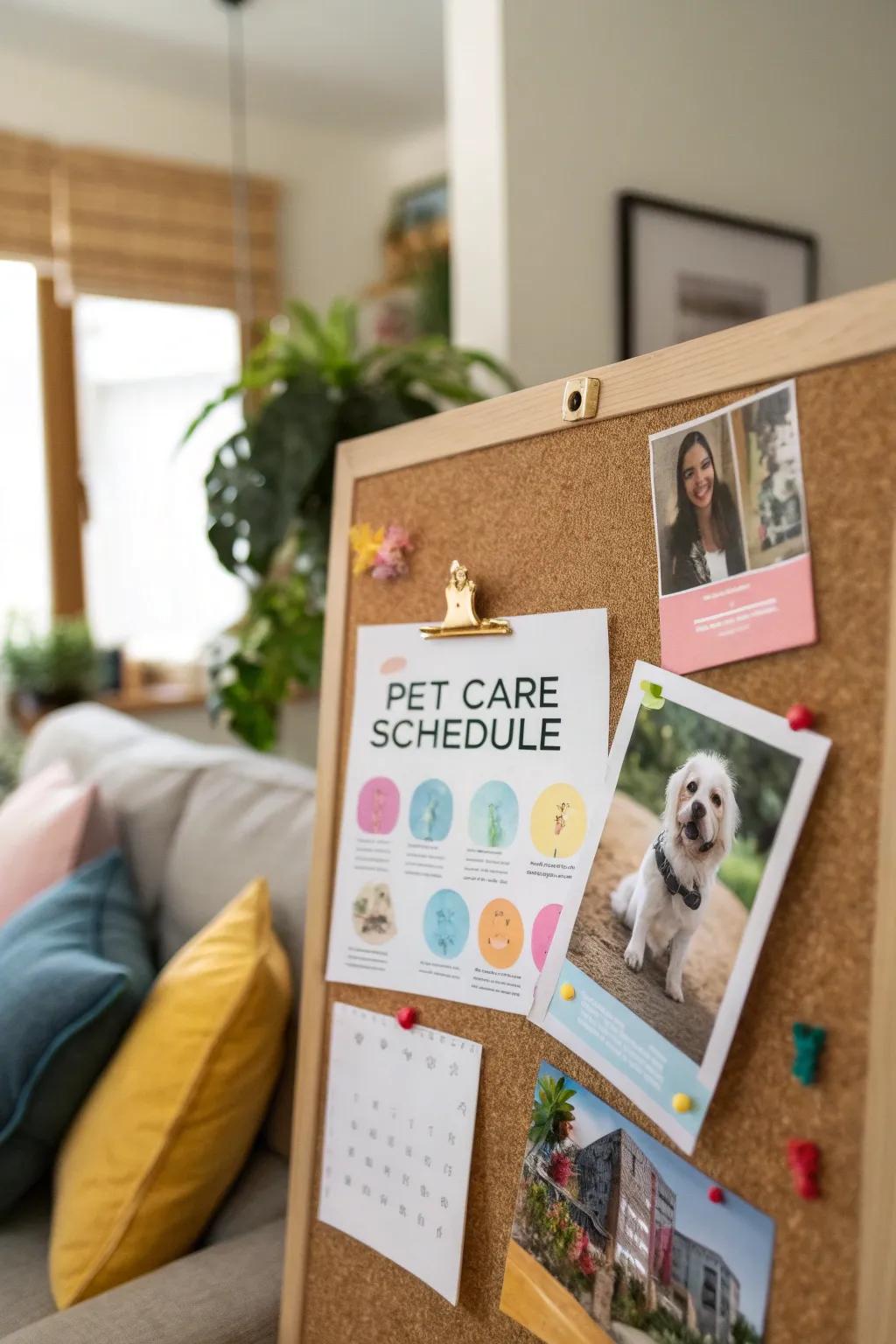 Make sure your pets are well looked after with a schedule.