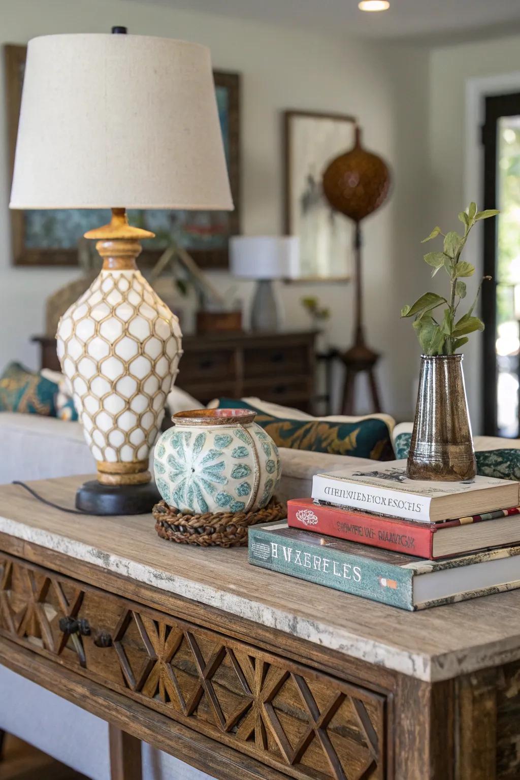 An eclectic mix of items brings out personality and charm.