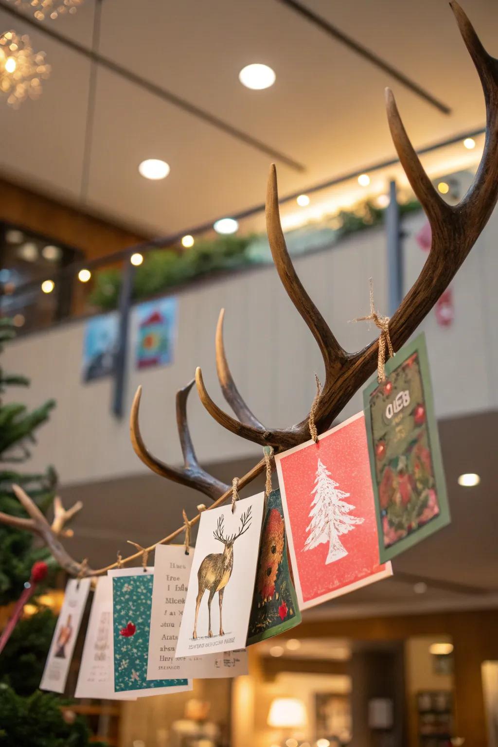 Horns introduce a whimsical element to card displays.