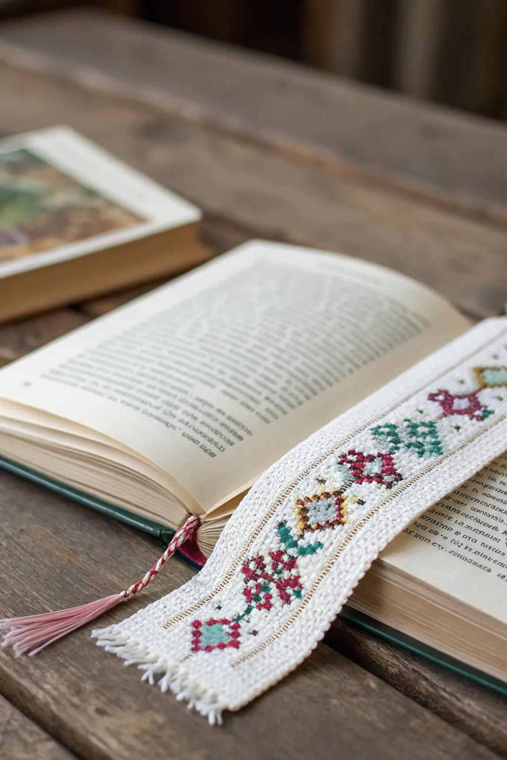 Cross stitch page holders add a personal touch to your reading