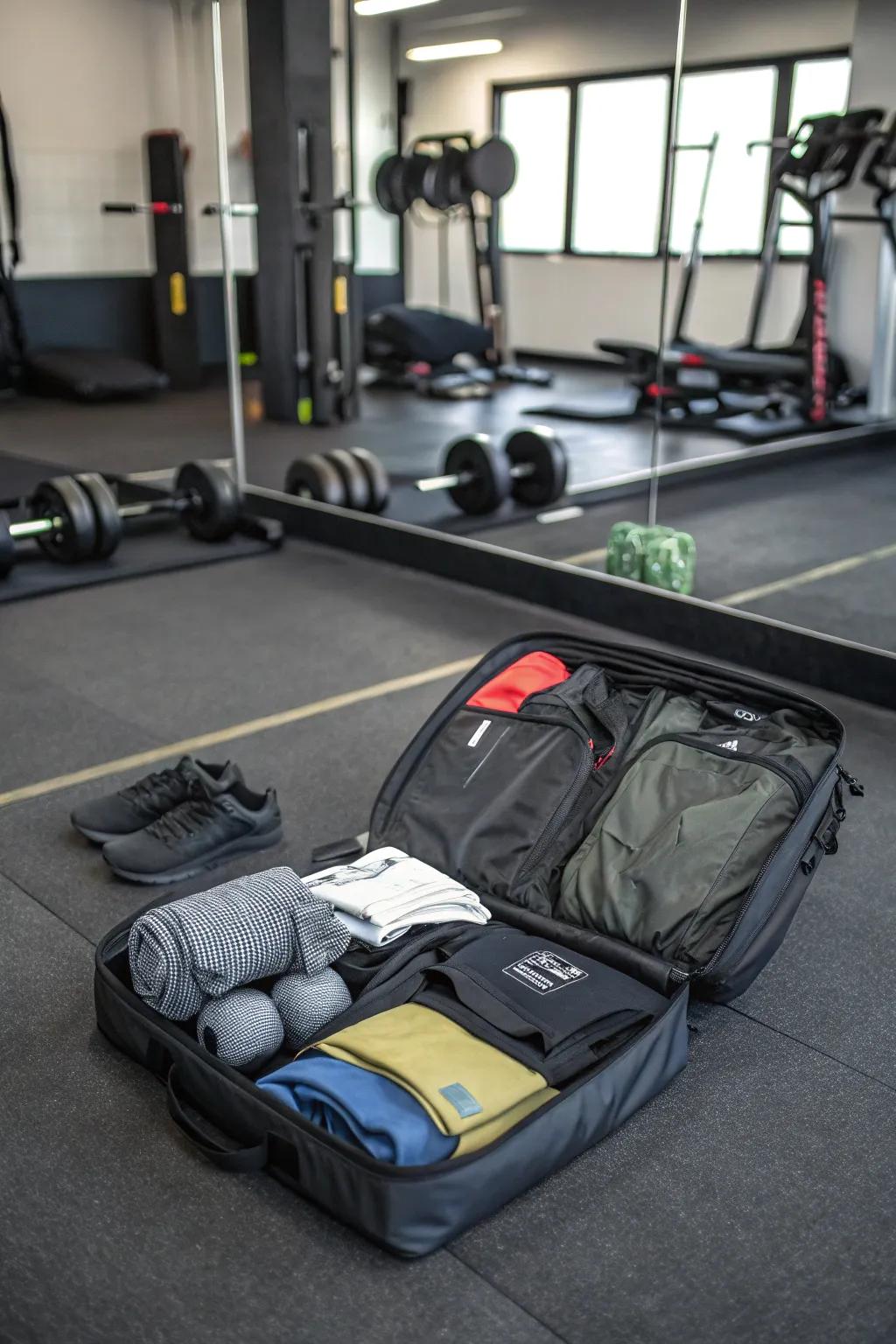 Most frequently used workout items positioned for easy access.
