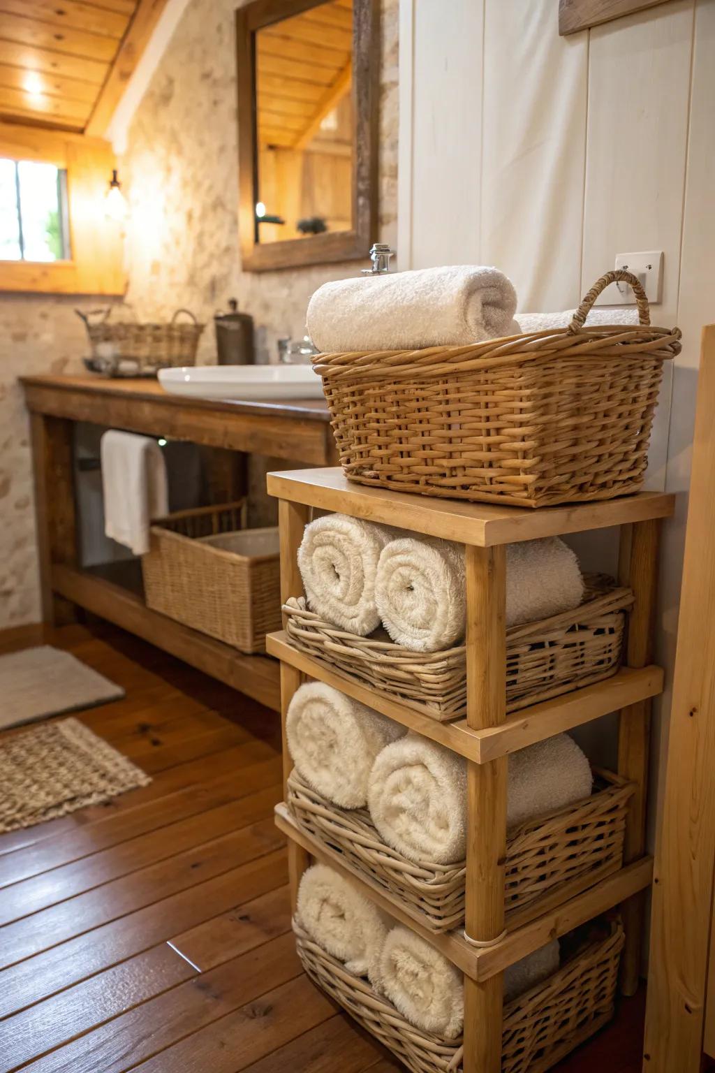 A basket column establishes an organized and welcoming look.