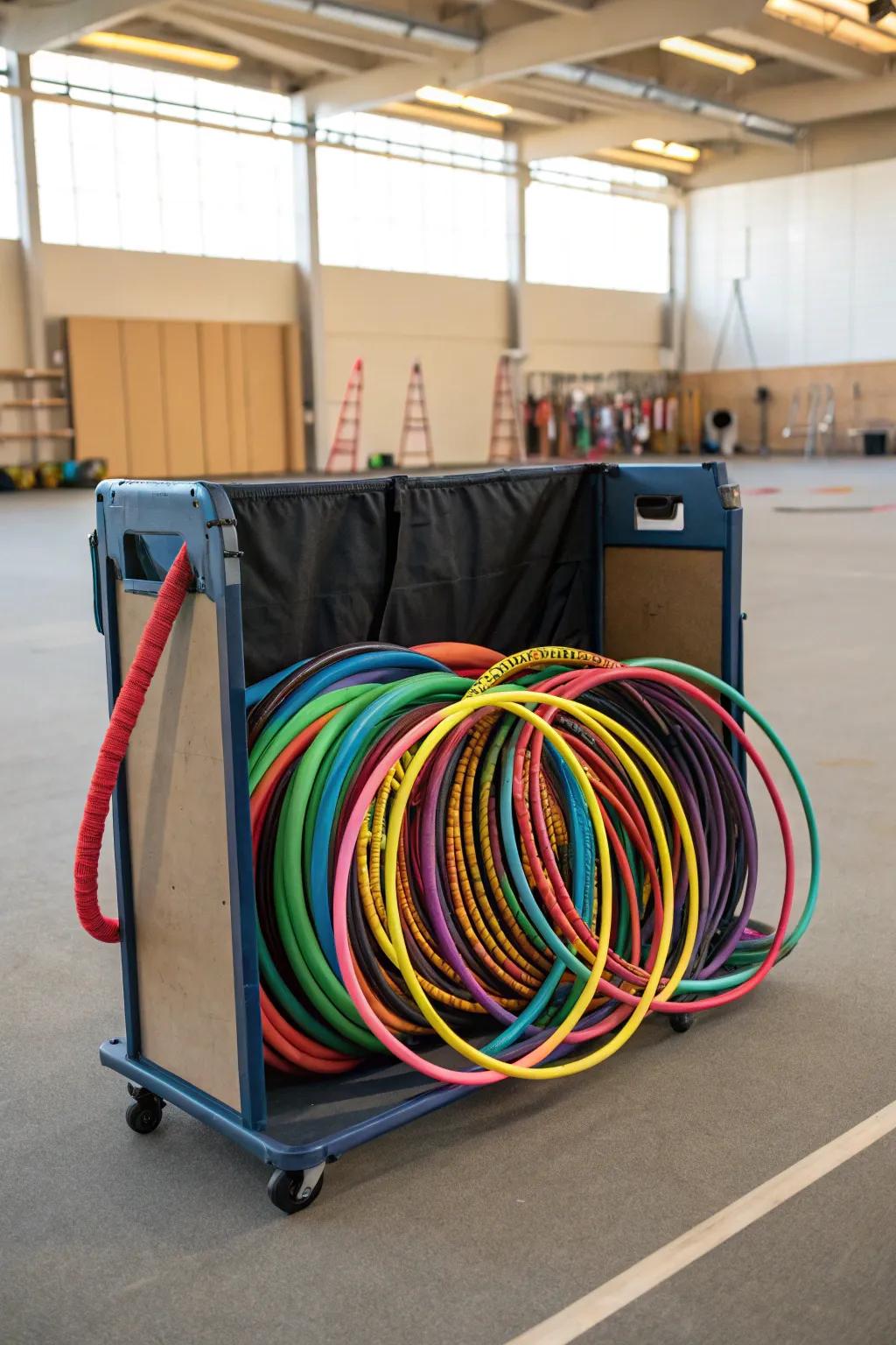 A mobile storing cart packed with creative circles, giving you the freedom to move them.