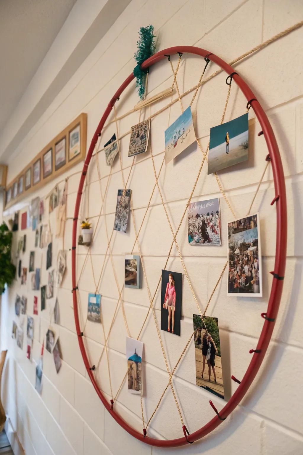 A photo hoop creates a unique statement piece.