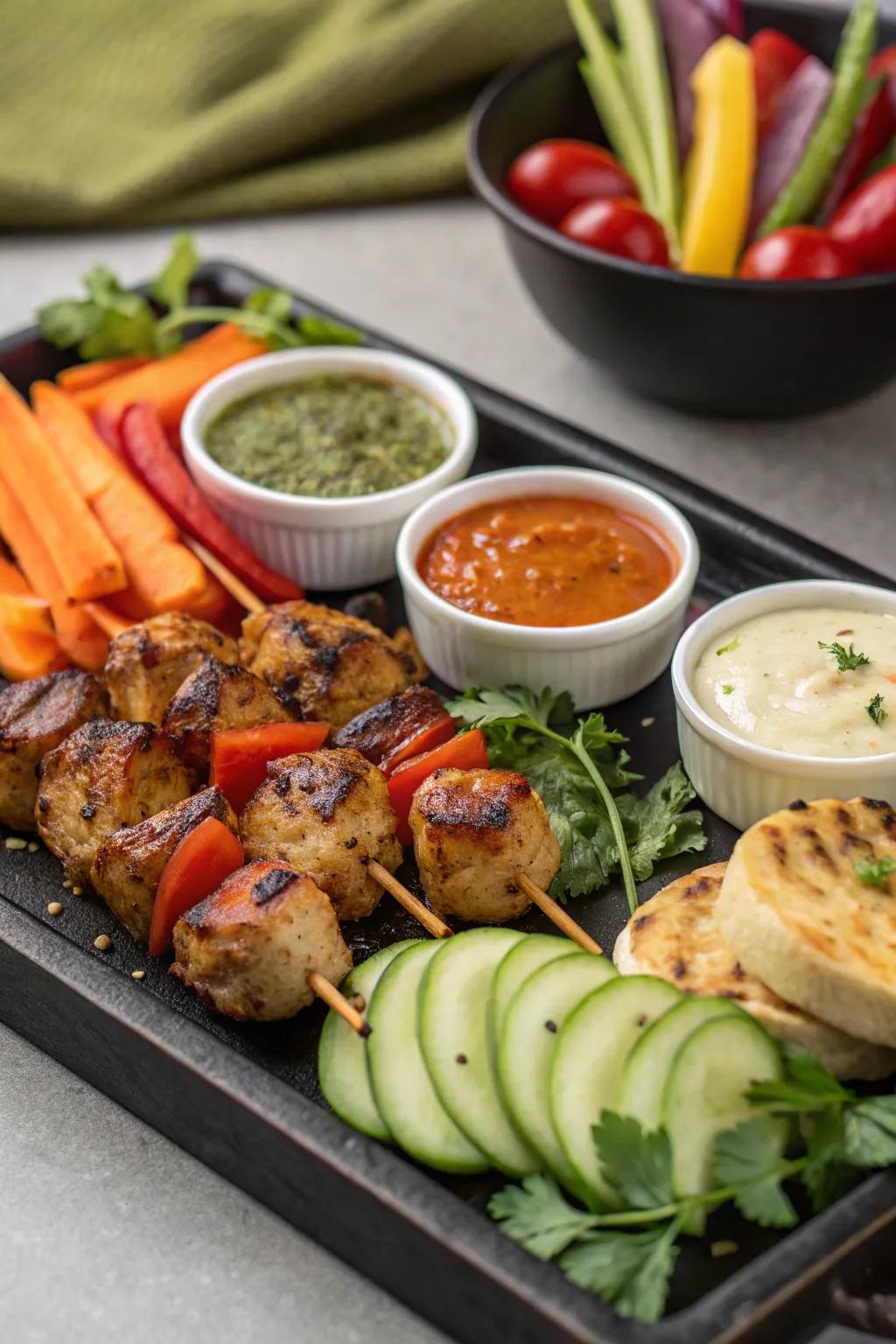 An indoor BBQ flavor flight lets guests savor a variety of flavors.
