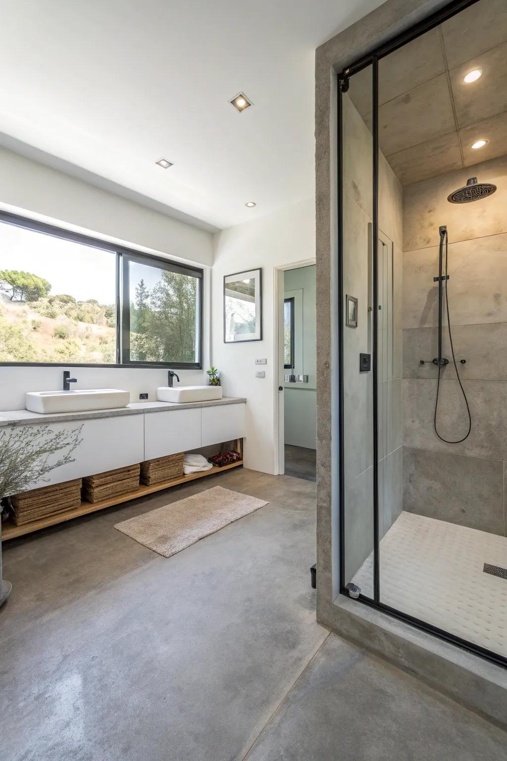 Modern bathrooms are perfect for concrete.