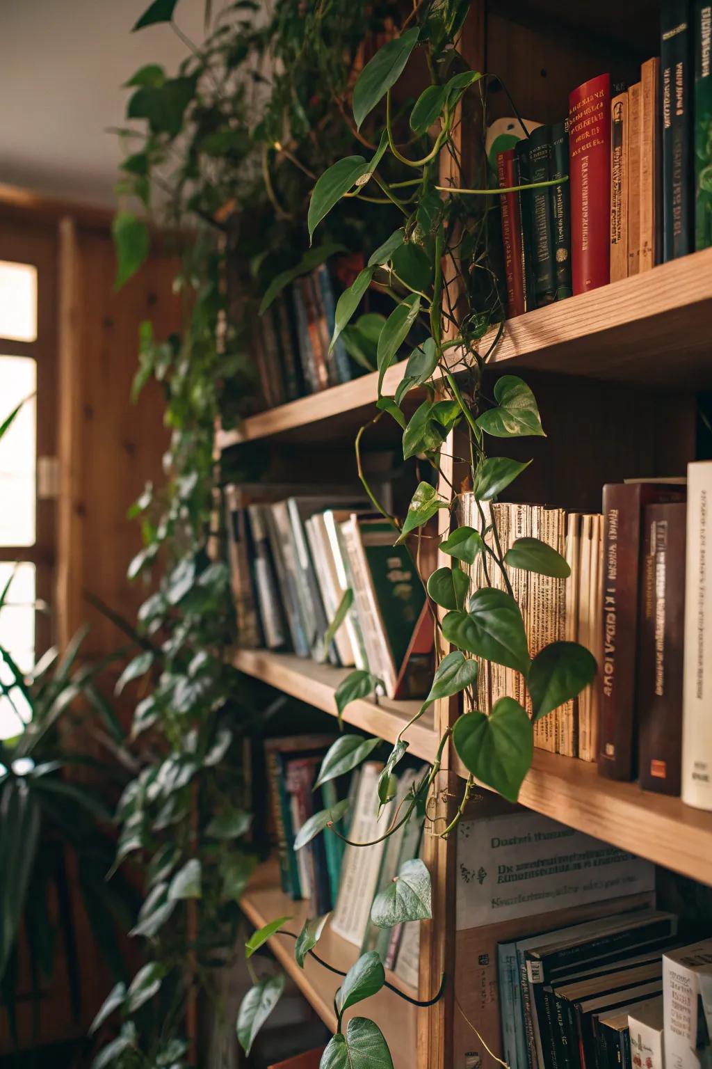 Transform bookshelves into green displays.