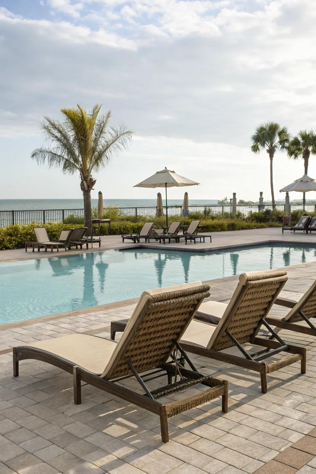 Lounge chairs offer relaxation without excessive costs.