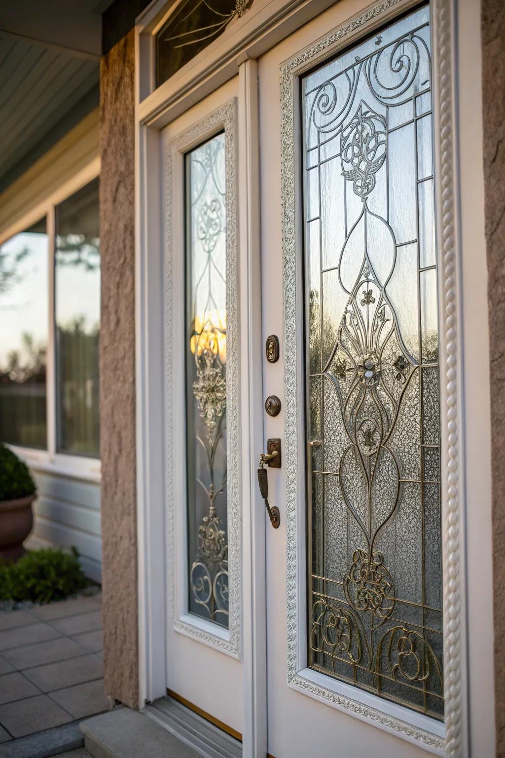 Textured glass includes personal privacy and elegance to this door.
