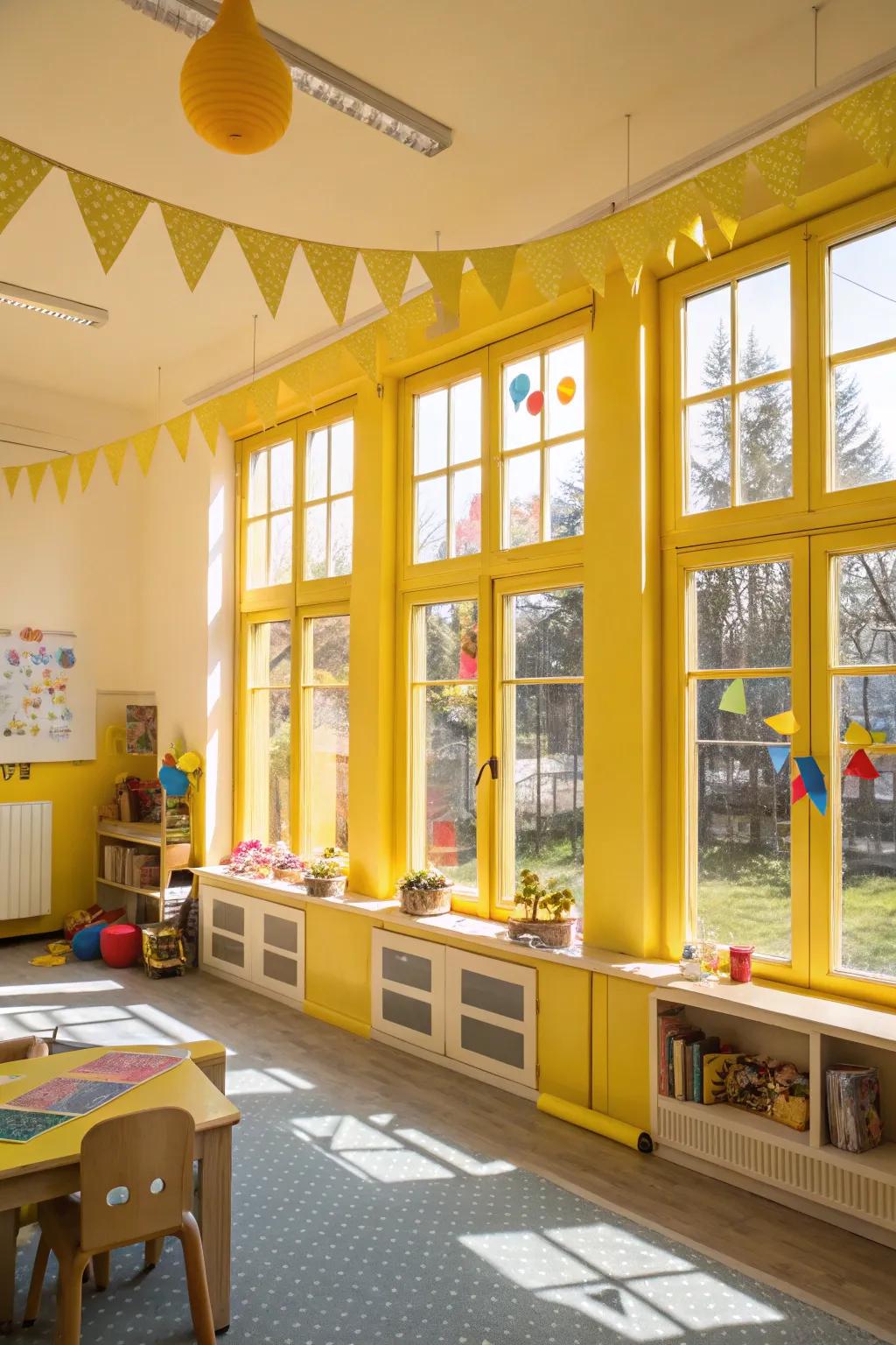 Yellow frames bring a cheerful and uplifting atmosphere.