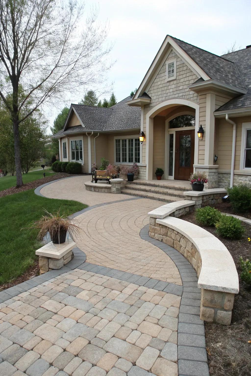 Seating areas add function and appeal to this modular entryway.