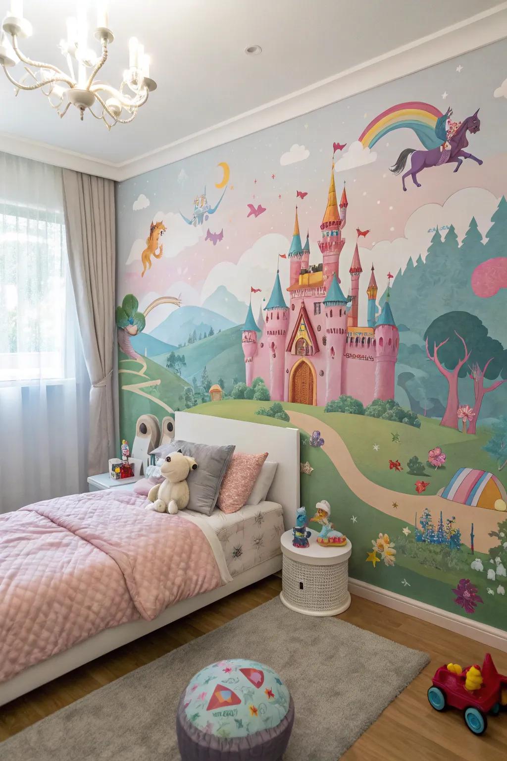 Fantastic artwork murals inspire dreams and storytelling.