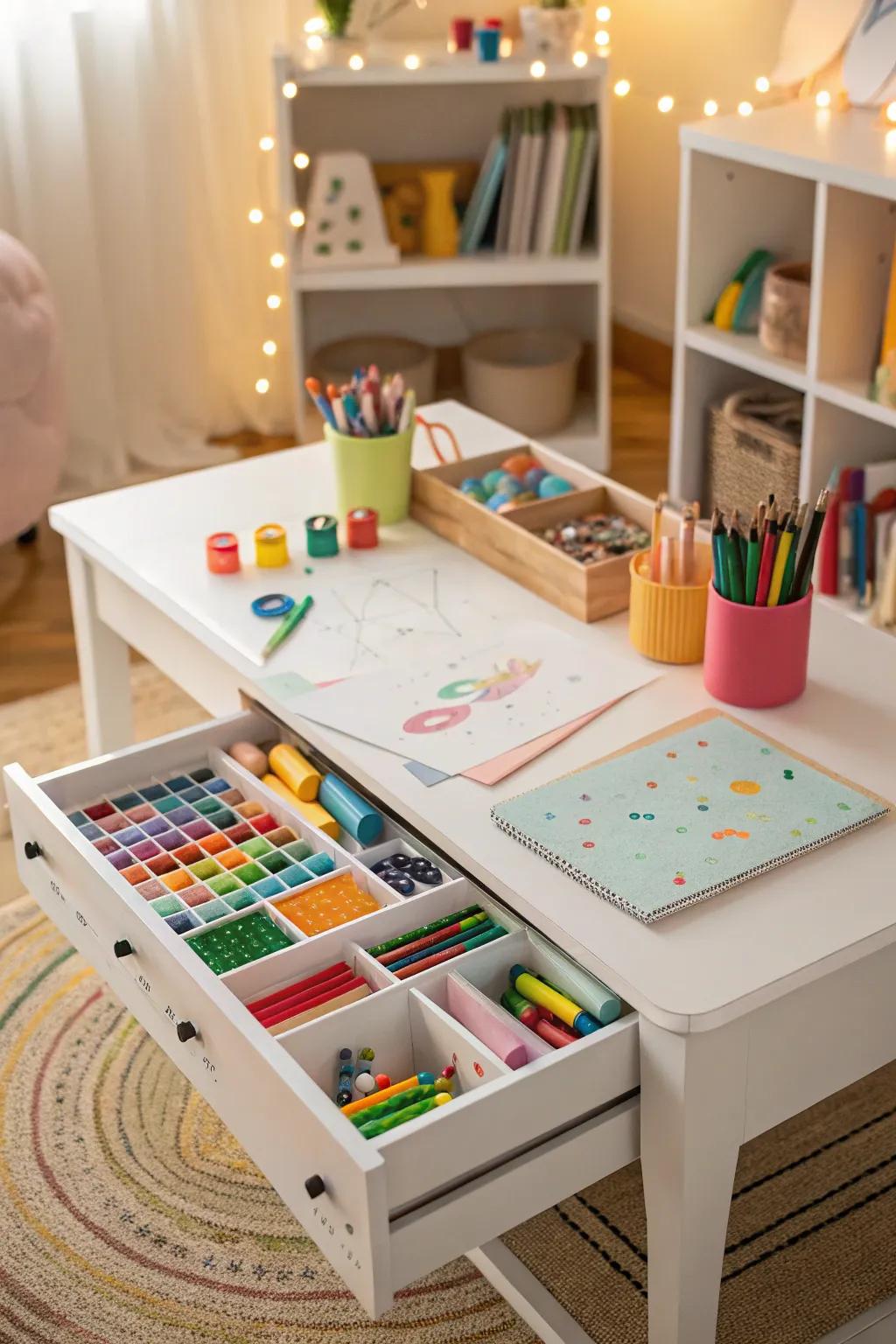Creation and supply center, a tidy solution for creative play.