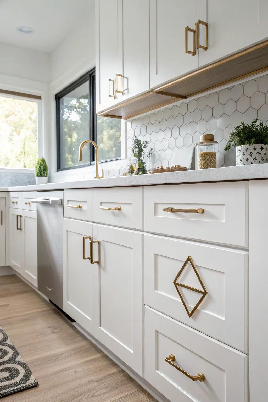 Artistic mathematical hardware that adds a modern twist to the kitchen.