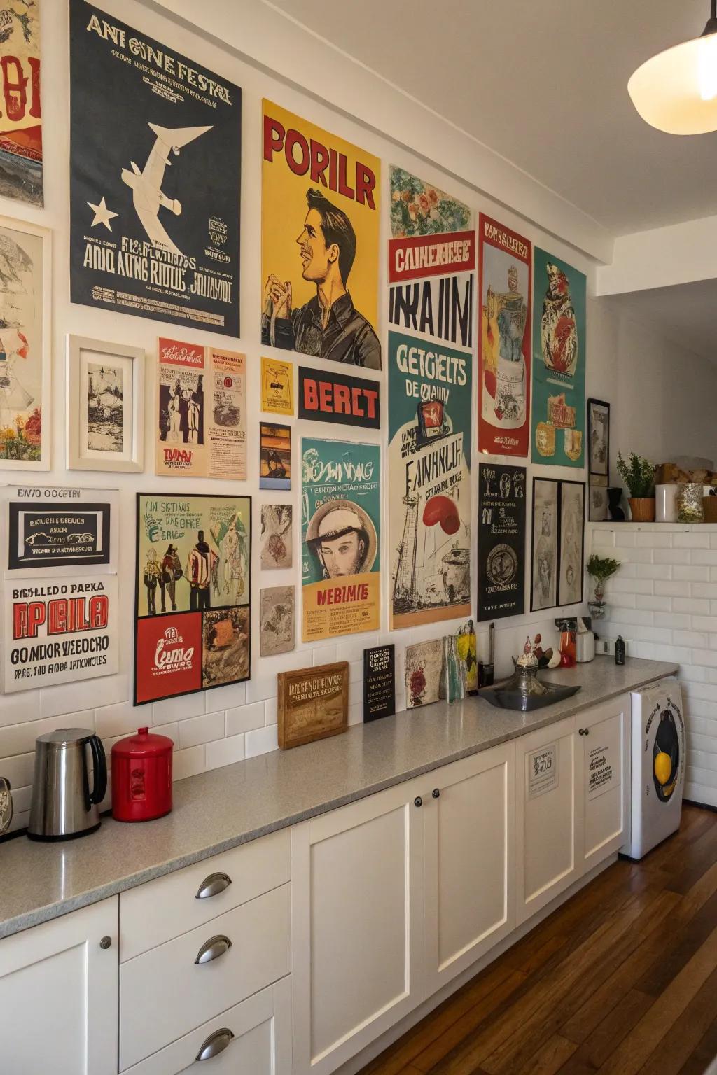 Eclectic mix of prints for a unique and personal kitchen vibe.