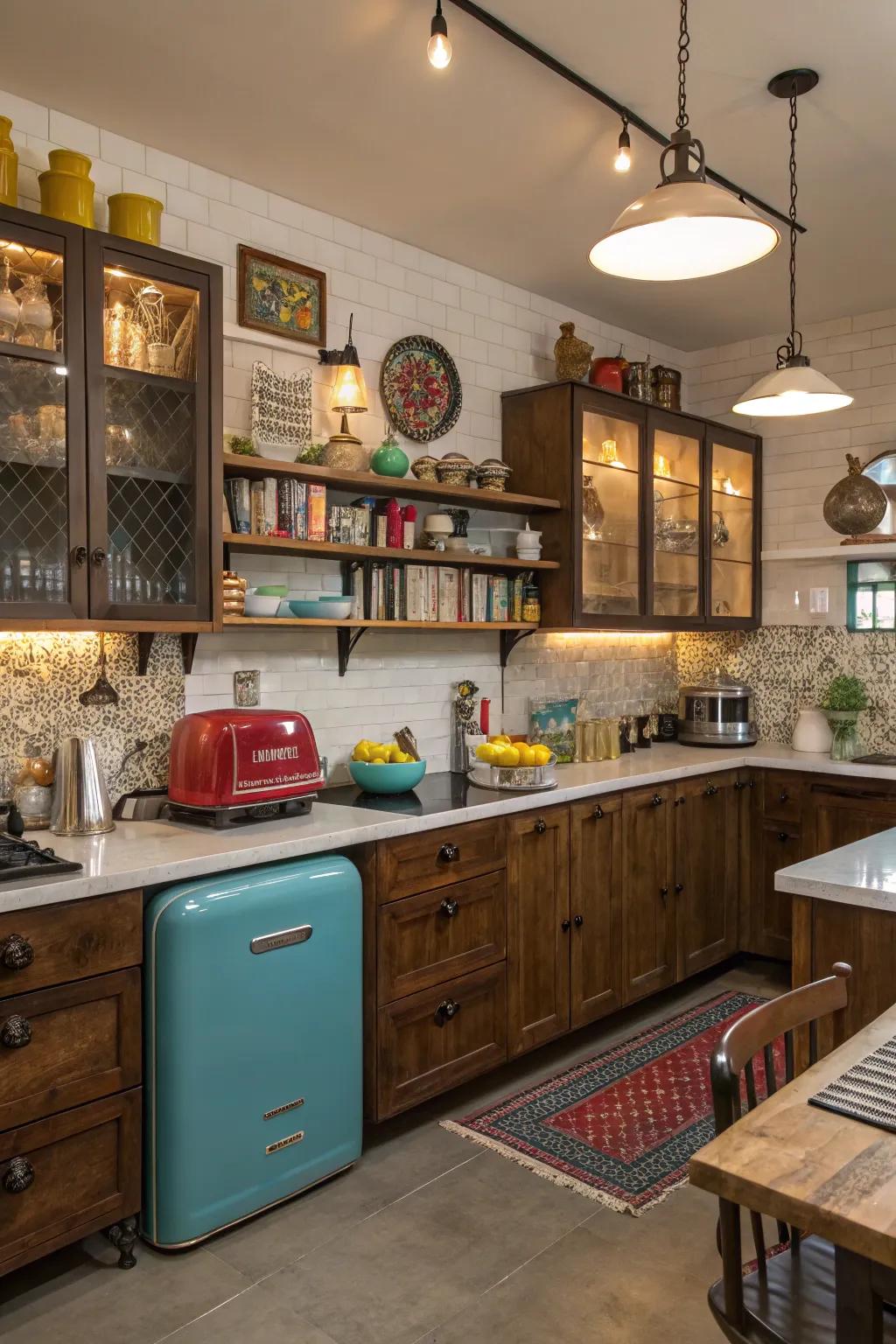 An eclectic style brings personality and vibrancy to the kitchen.