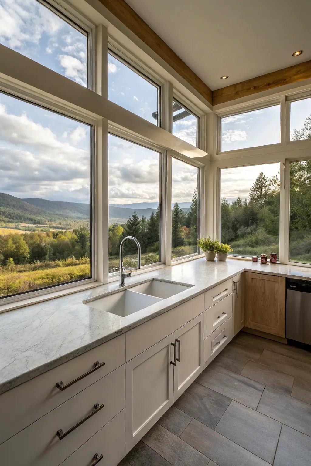 Corner windows that embrace the vistas.