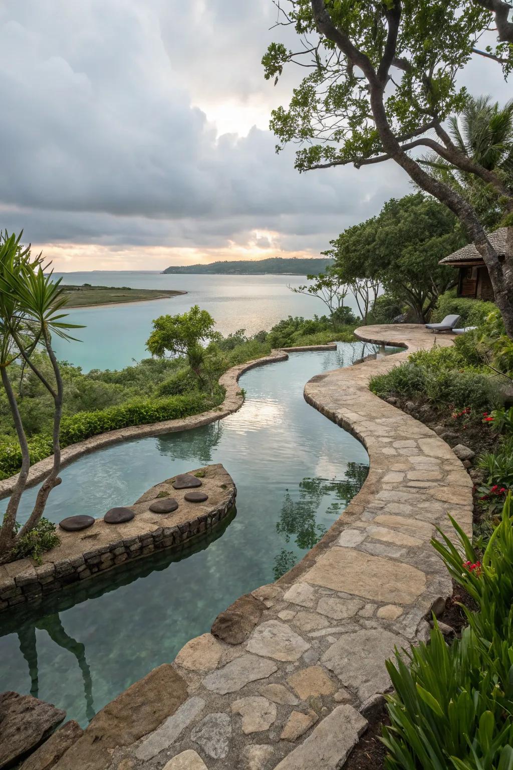 Original rock adds an earthy, timeless appeal to lagoon pools.
