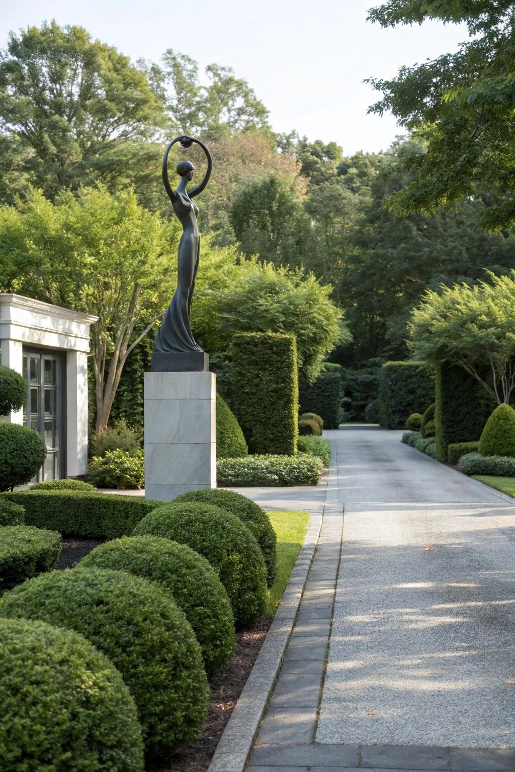 Art sculptures offer a unique point of interest.