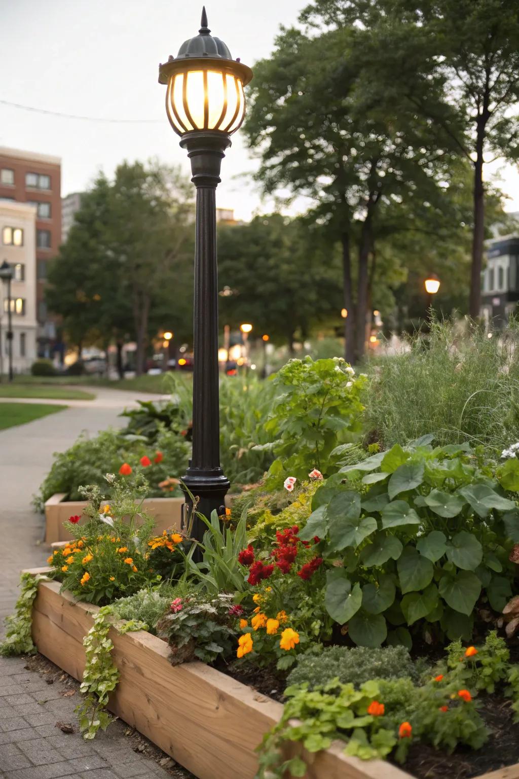 Edible plants presenting a tasty twist to a standing light landscape.