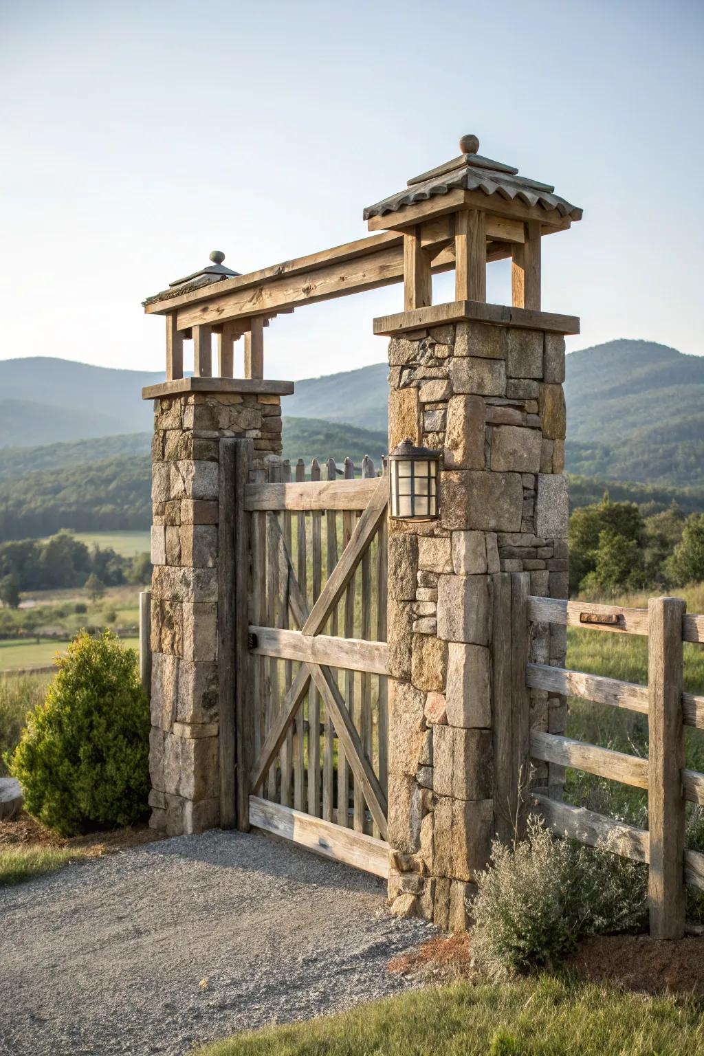 An entrance fusing stone and timber introduces a solid and organic element.