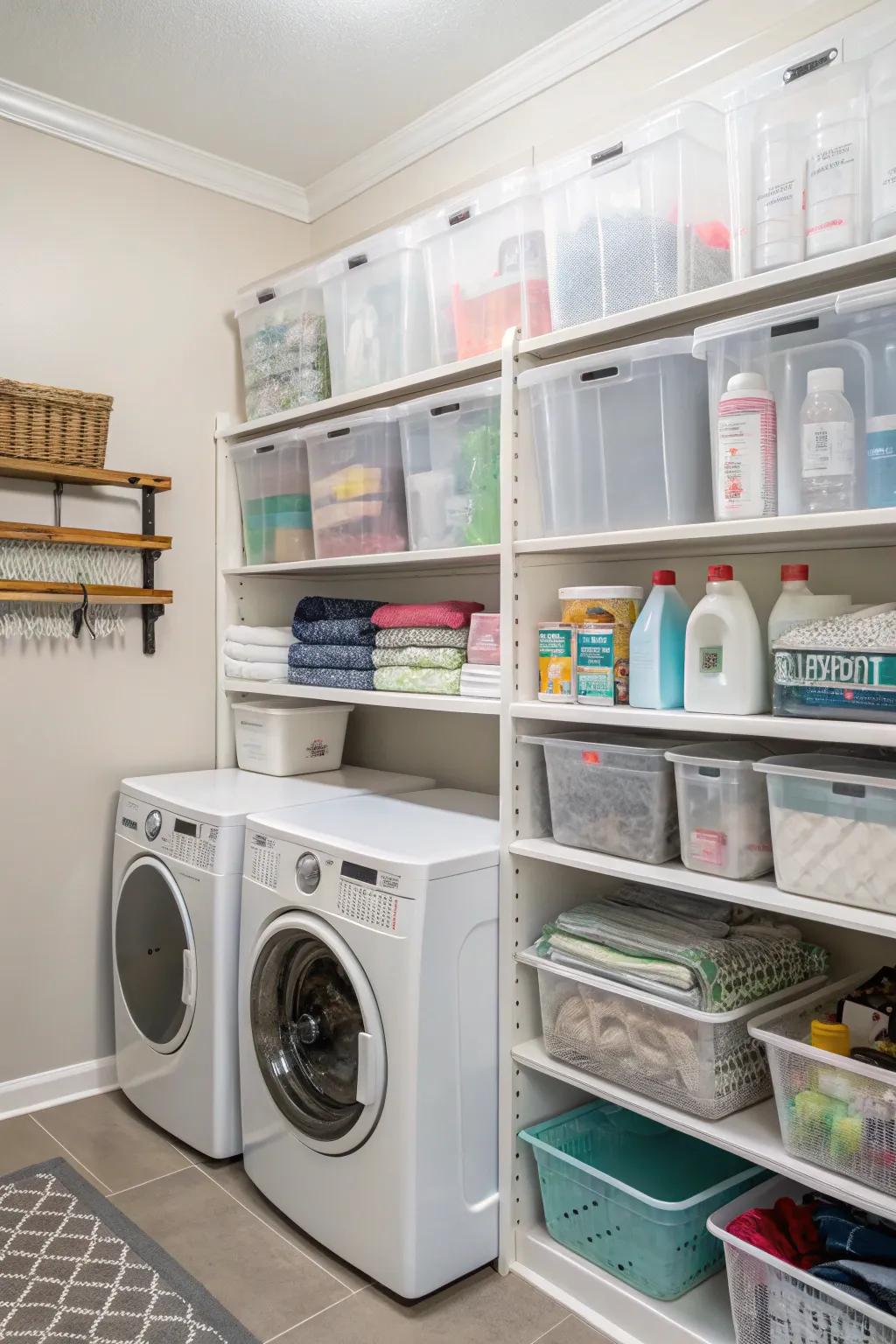 See-through bins are a great way to stay organized and stylish.