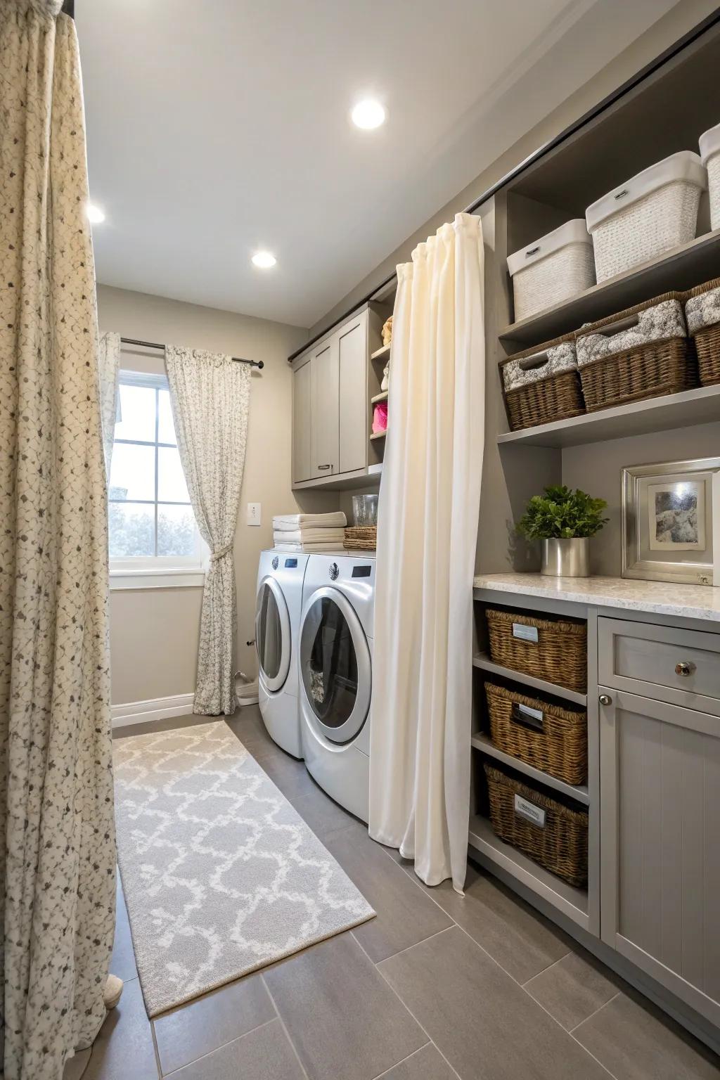 Functional textiles ensure your laundry zone drapes are both practical and stylish.