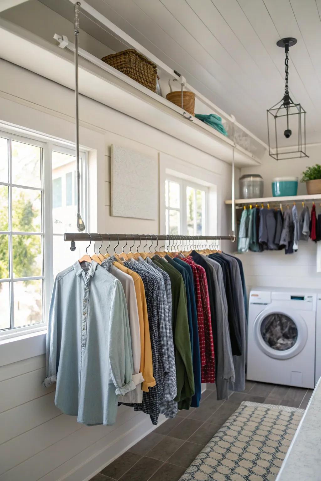 Create a uniform appearance with suspended drying rods.