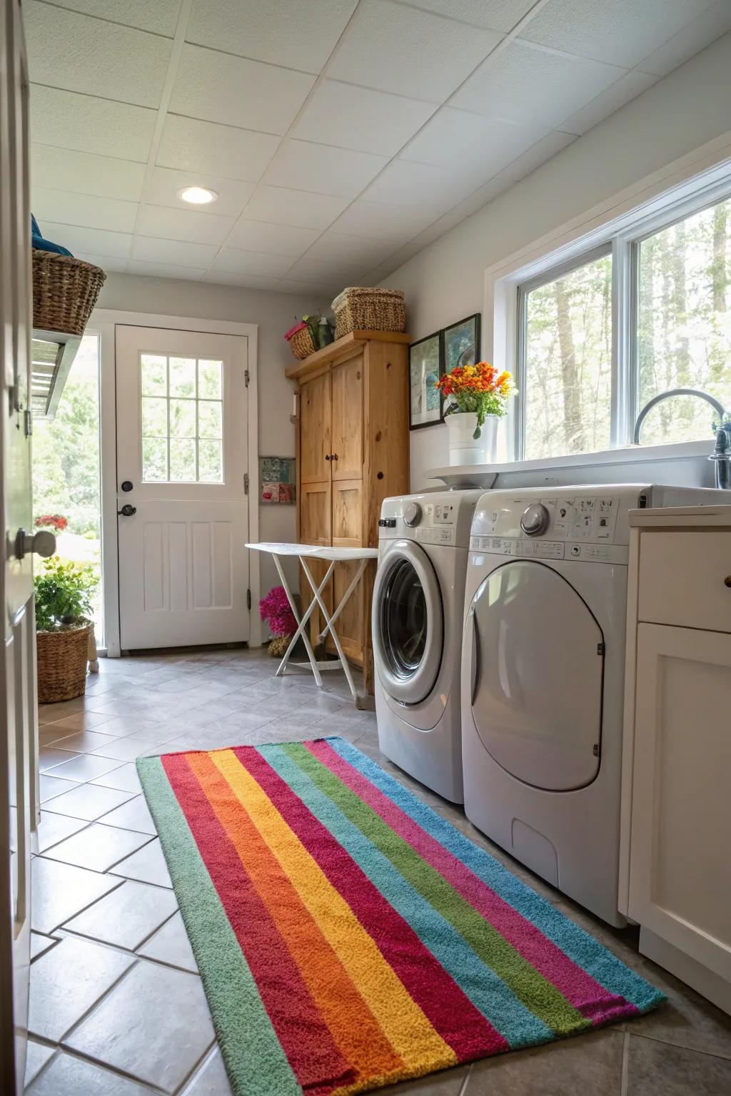 Add some warmth and style with a statement rug.
