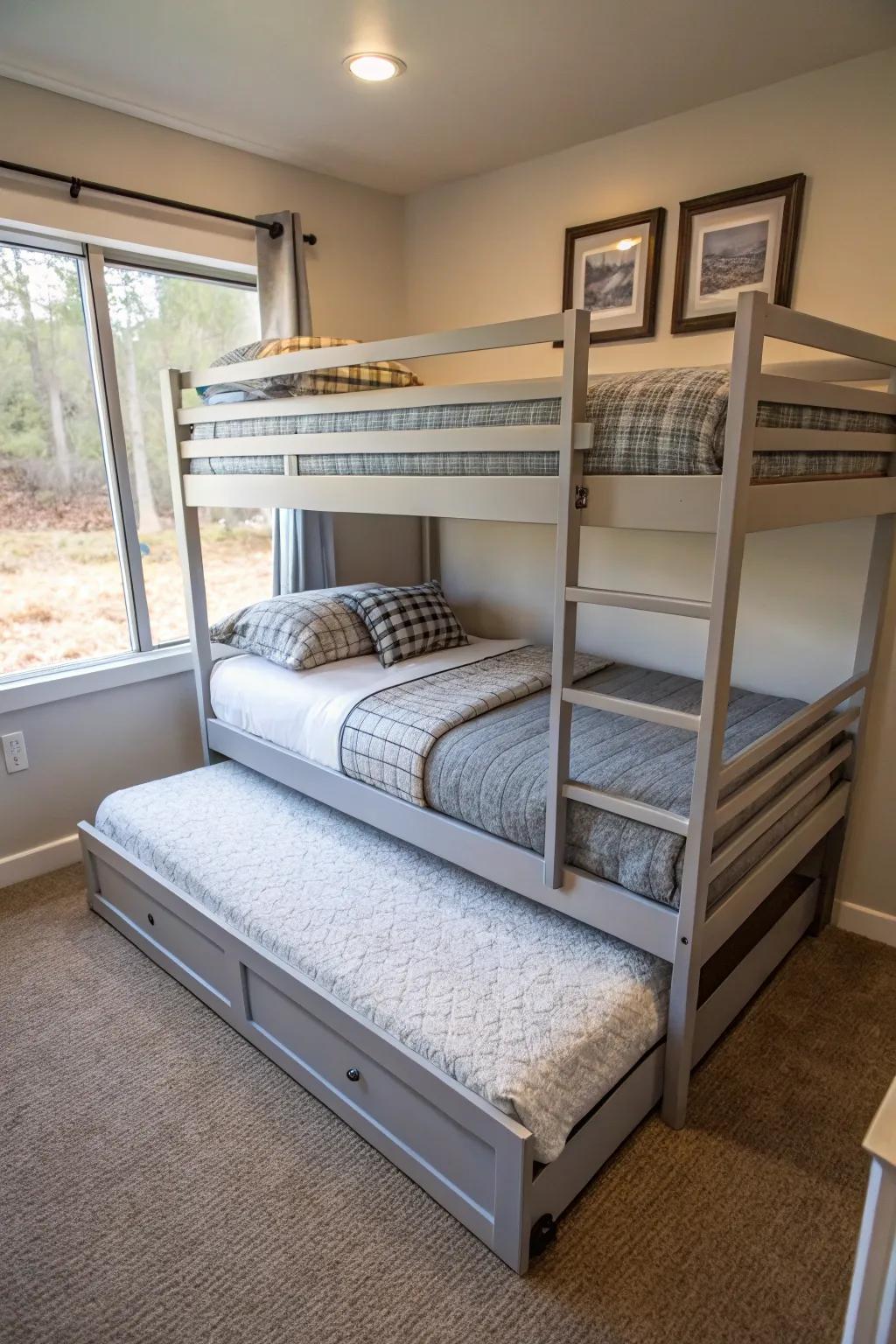 Trundle beds provide extra sleeping space in small rooms.