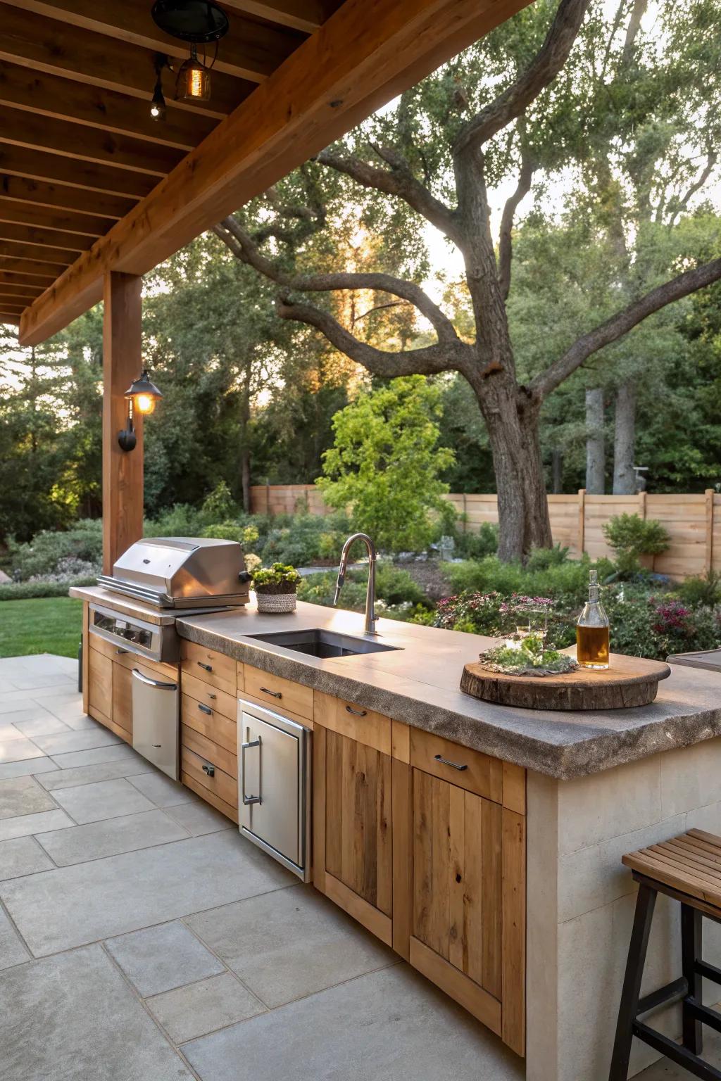 A great outdoor kitchen with a countertop.