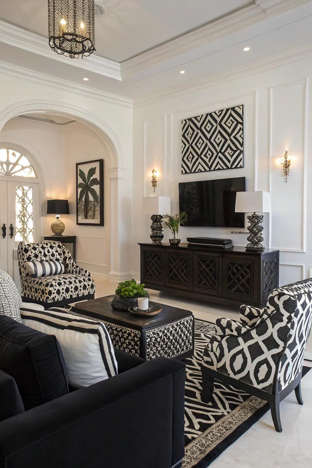 High-contrast mixes add energy and show to any parlor.