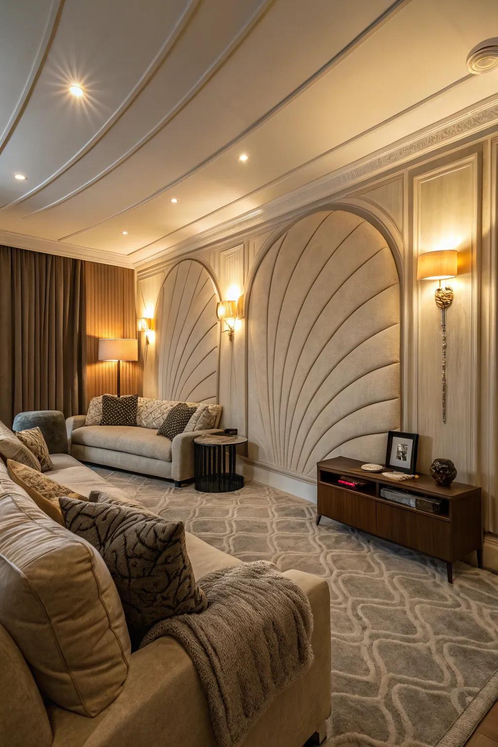 Rounded panels soften the room's lines, creating a welcoming atmosphere.