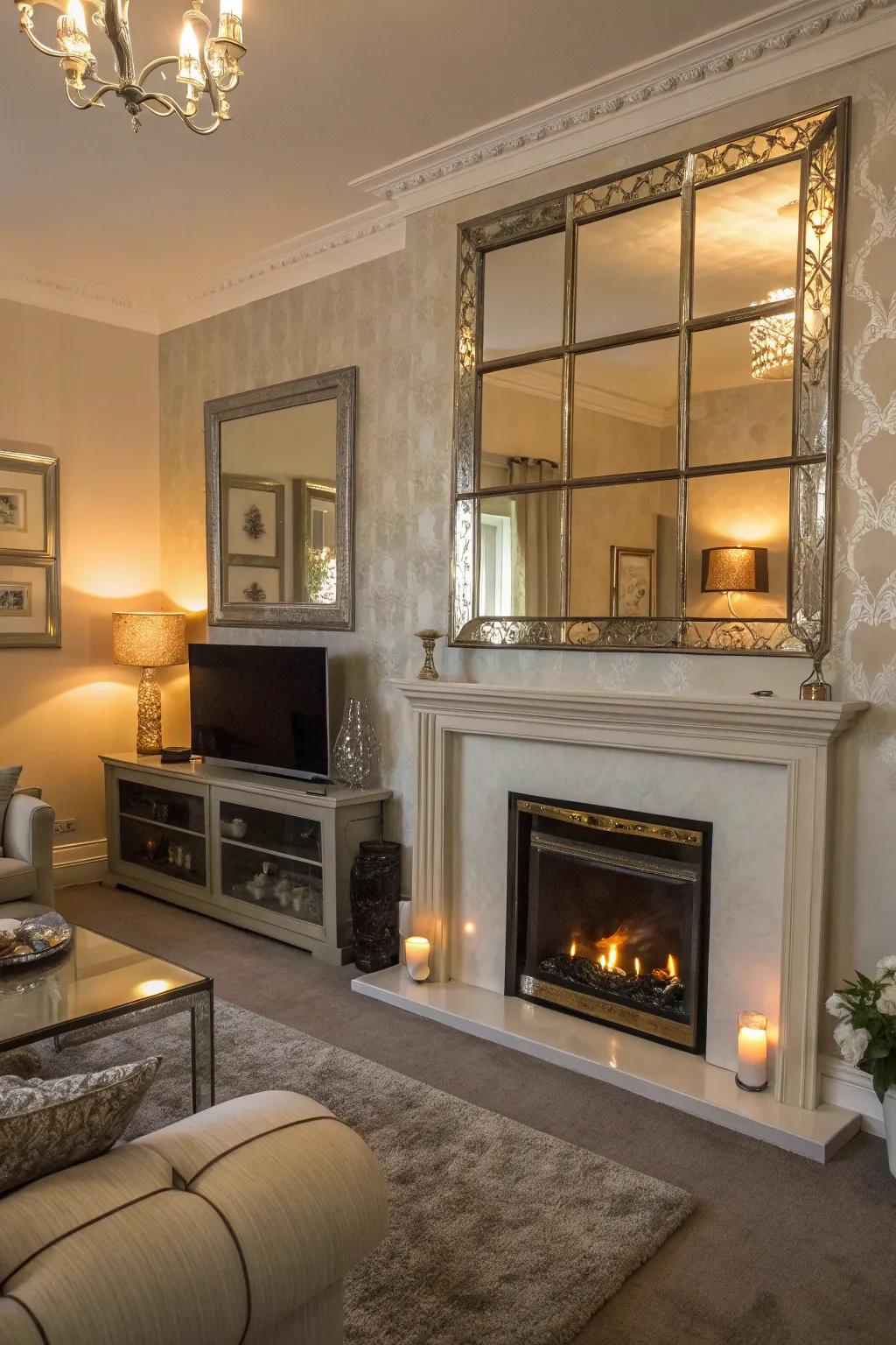 Reflective elements enhance light and open up the space.