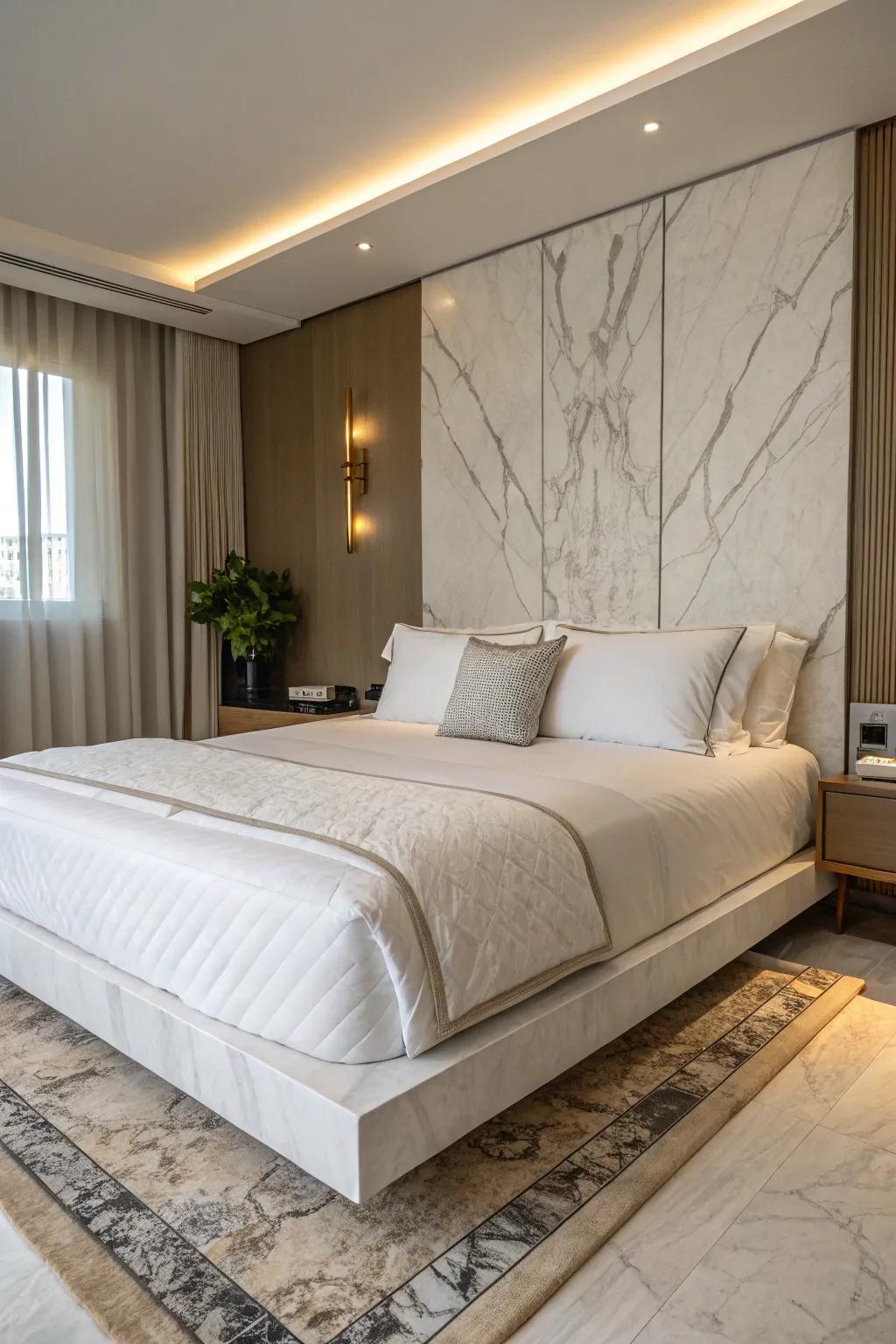 Marble accents add a touch of luxury.