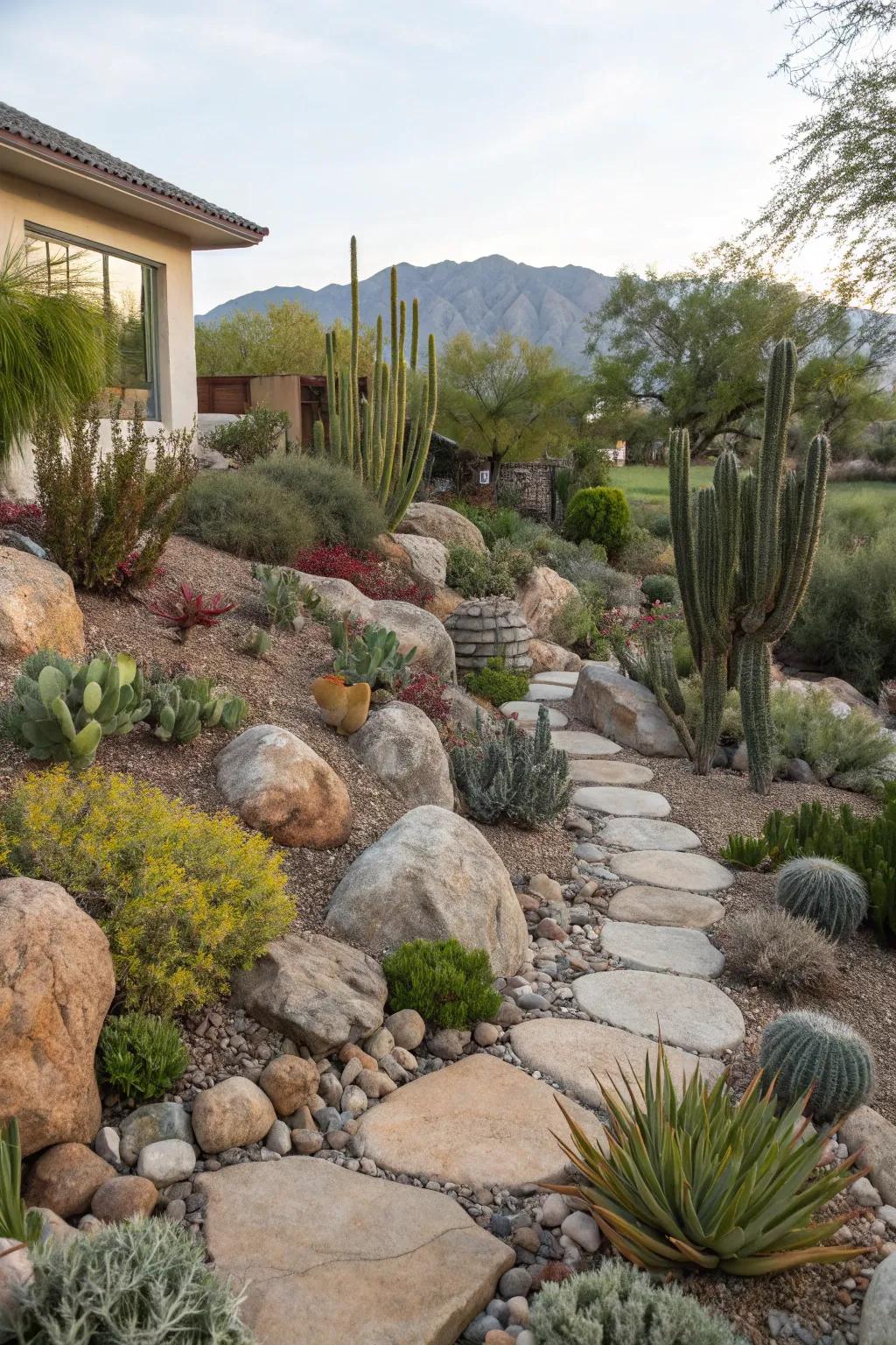 Zero-scaping improves gardens by using very little water.