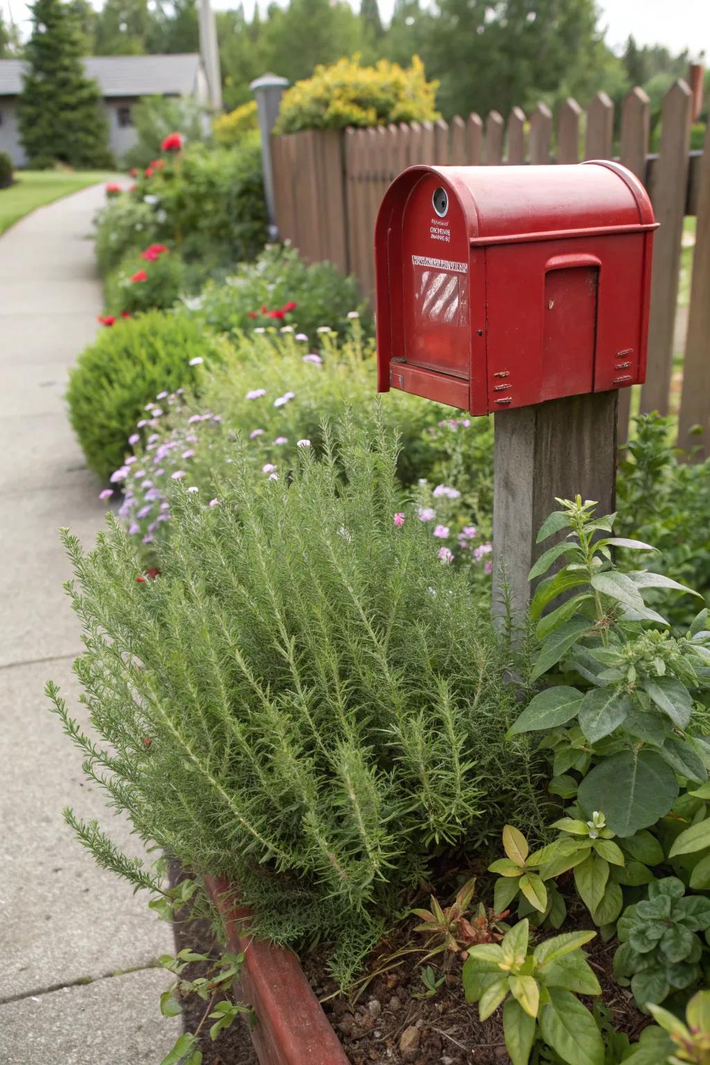 An herb garden can add beauty to your mailbox area.