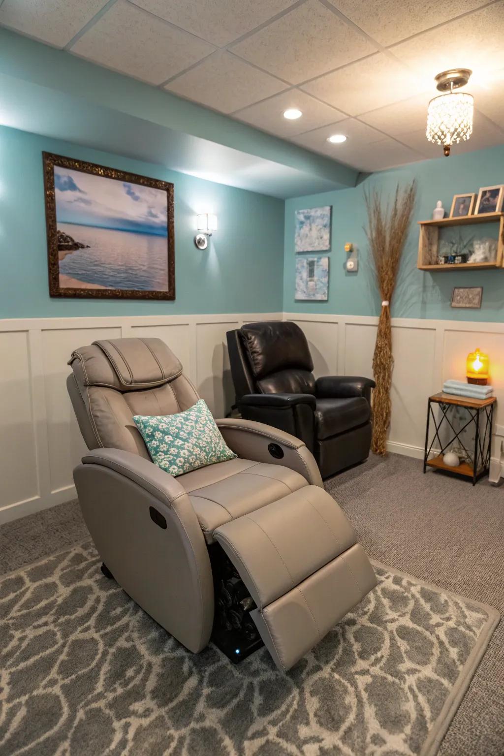 Unwind with a convertible massage chair.