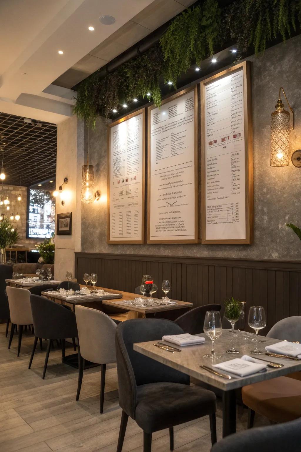 Blend style and function with a wall-set menu.