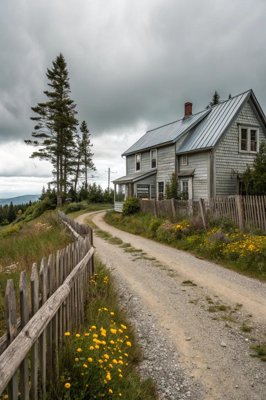 A rustic environment home showcasing distressed metal cladding for a timeless charm.