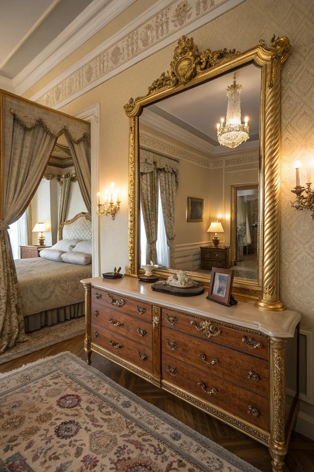 Gold accents add luxury and sophistication.