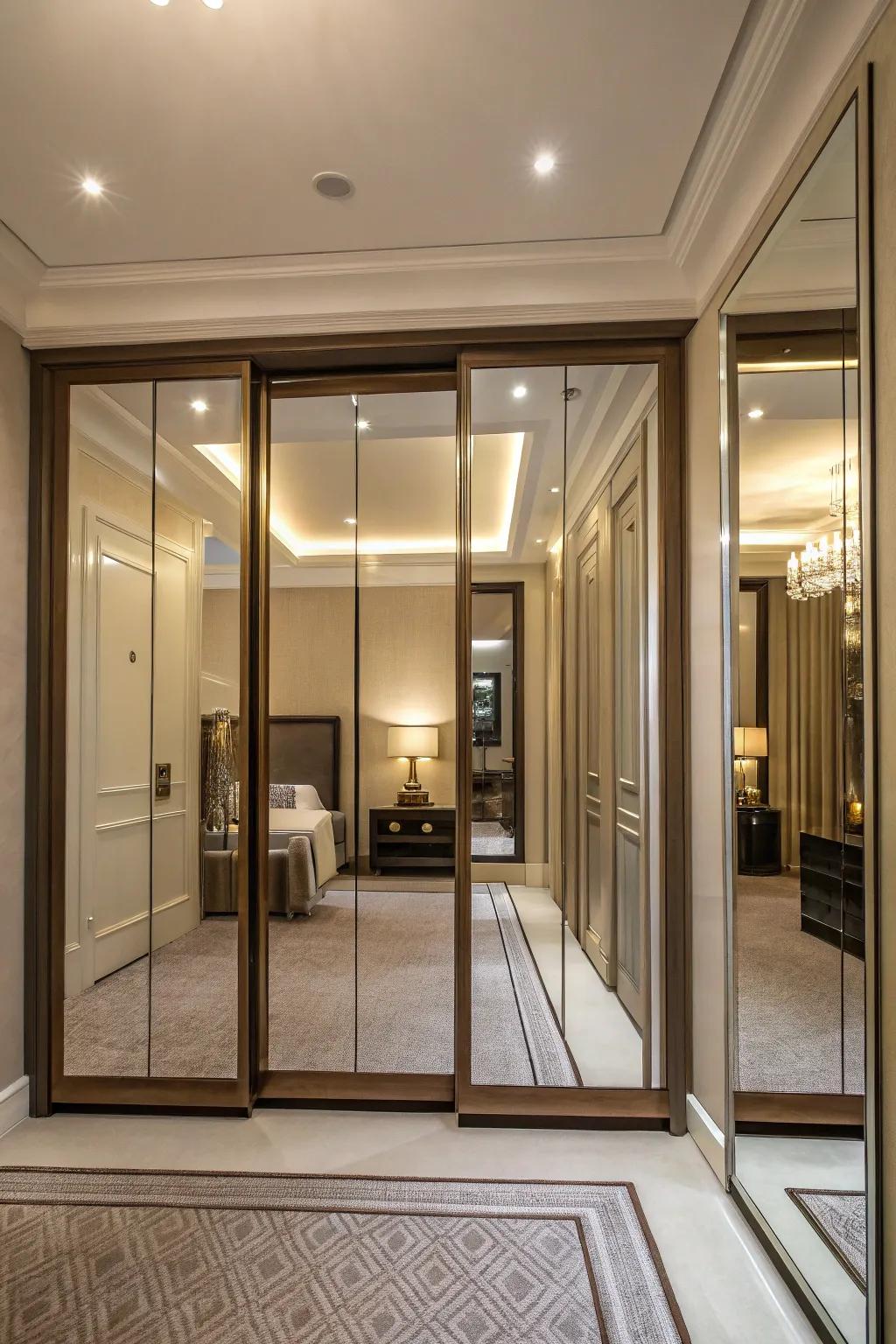Tinted mirrors introduce a sophisticated vibe.
