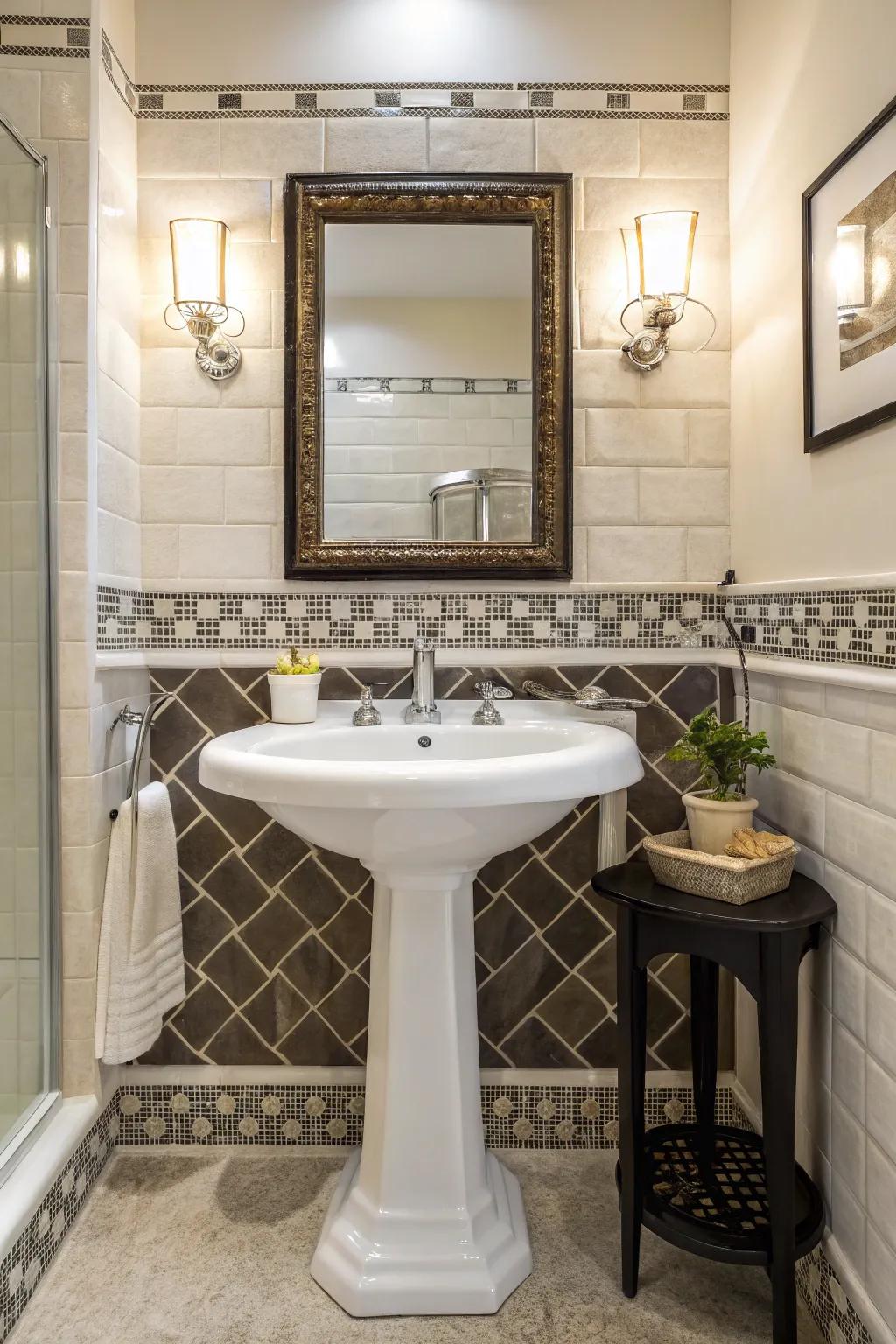 Upright sinks offer classic grace in tight spaces.