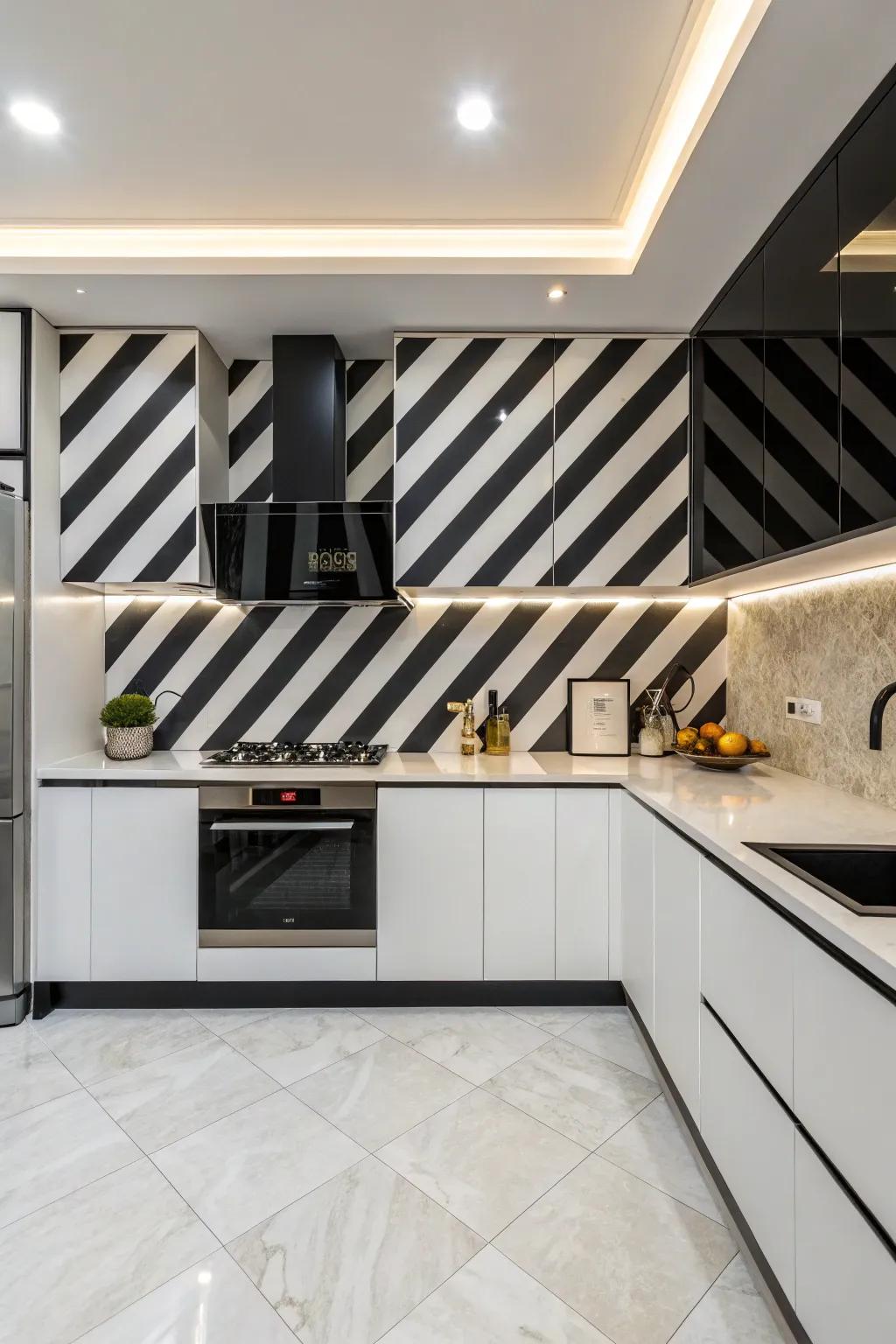 Daring lines make a powerful declaration within the kitchen.