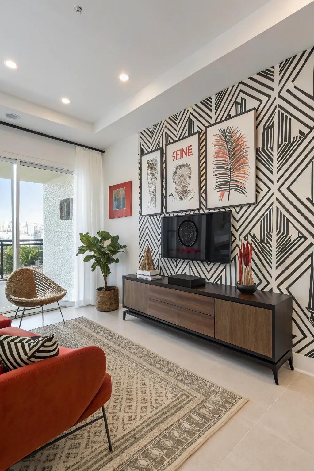A highlight wall adds drama and appeal.