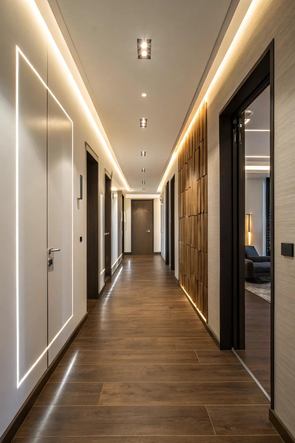 LED bulbs offer eco-friendly and stylish hallway lighting.